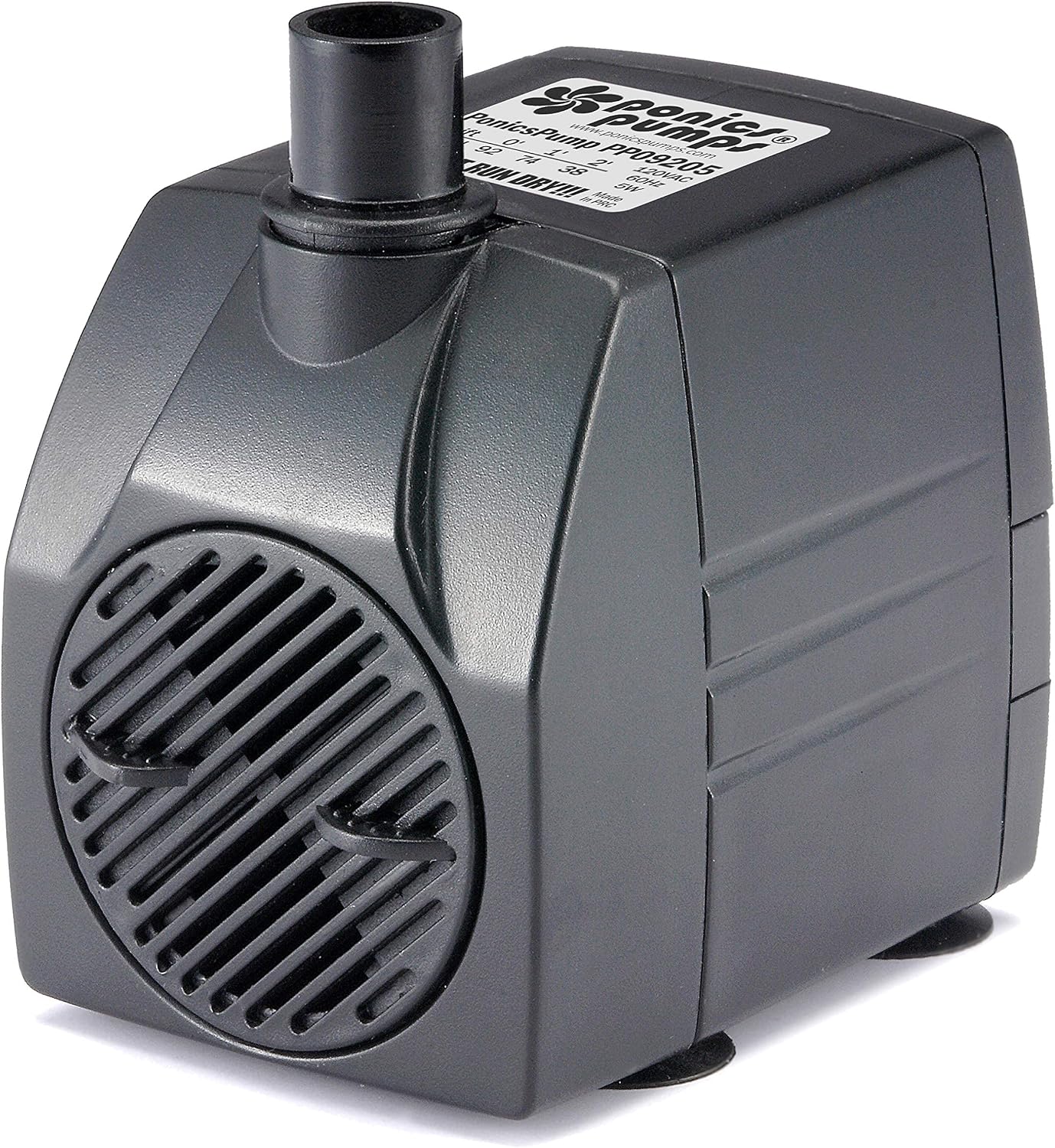 PonicsPumps PP12005: 120 GPH Submersible Pump with 5' Cord - 6W. for Fountains, Statuary, Aquariums & More. Comes with 1 Year Limited Warranty.