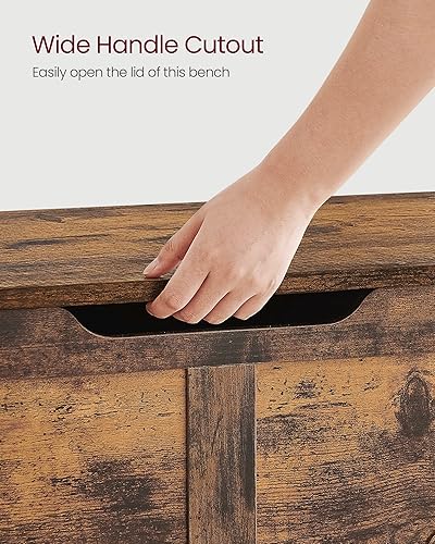 Miniatura 8 de VASAGLE Cofre de almacenamiento, baúl de almacenamiento con 2 bisagras de seguridad, banco de almacenamiento, banco de zapatos, estilo granero, 15.7