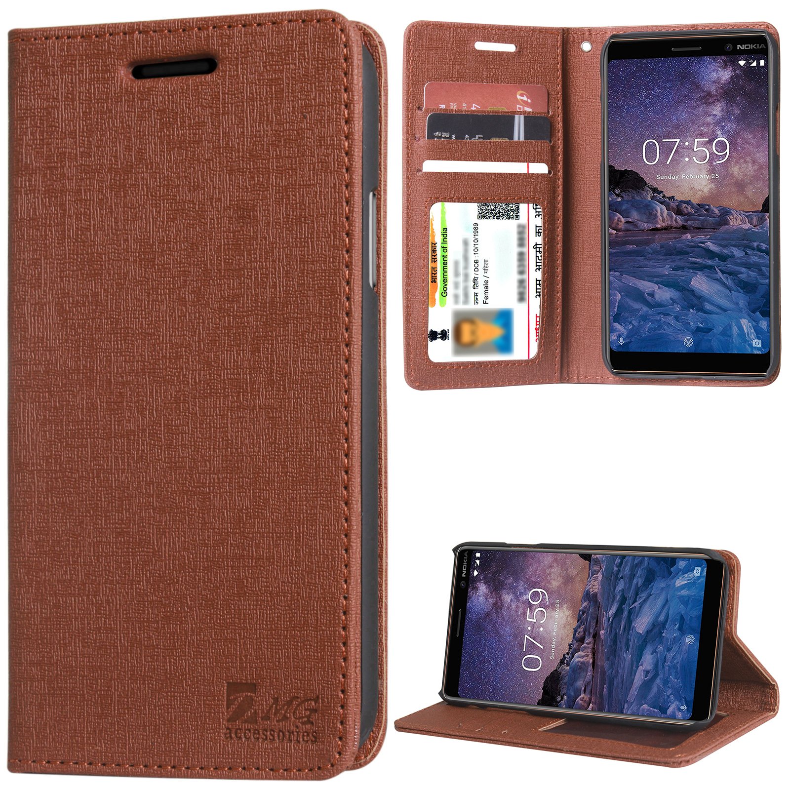 Dmg Leather Flip Cover For Nokia Plus Premium Wallet