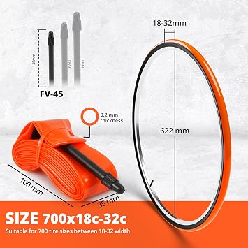 IMPALAPRO Ultralight TPU Inner Tube 700C 28g Compatible with 700x18/23/25/28/30/32C Presta Valve 45/65/85mm -TPU Road Bicycle Tire 28'' - 700C Bike Inner Tube - Road Bike Inner Tube