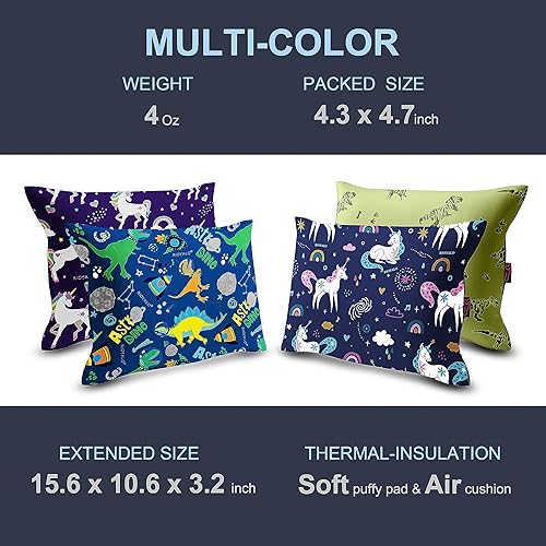 Miniatura 4 de X-Foam Kids - Almohada inflable para acampar con funda de espuma extraíble para niños | Dinosaurio | Cómodo, lavable, ultraligero y portátil |