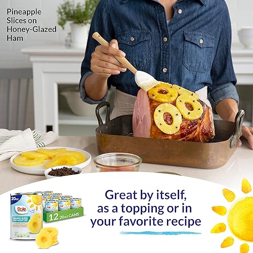 Miniatura 4 de Dole Fruta enlatada, rodajas de piña en jugo de piña 100% sin gluten, grapas de despensa, 20 onzas, 12 unidades, el embalaje puede variar