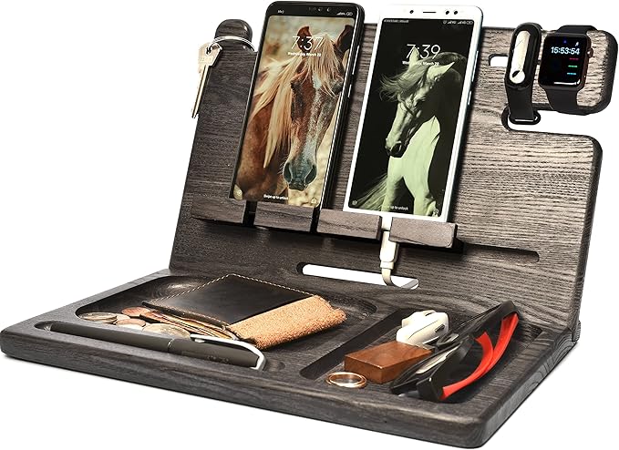 BarvA Docking Station in Legno Organizzatore Comodino per Telefono