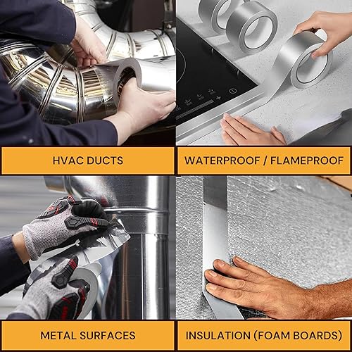 Miniatura 5 de Buck Cinta de papel de aluminio de grado profesional, 2 pulgadas x 216 pies, 3.6 mil, ideal para HVAC, reparación de metales y aislamiento,