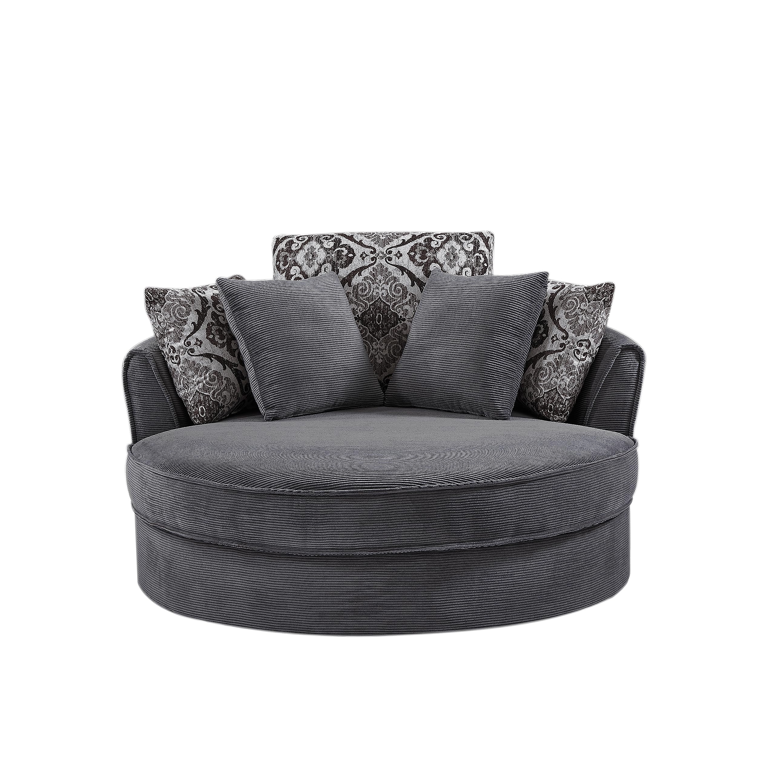 ERYE 51.5" W Oversized Accent Barrel Chair 360°Swivel Round Sofa&Chair ...