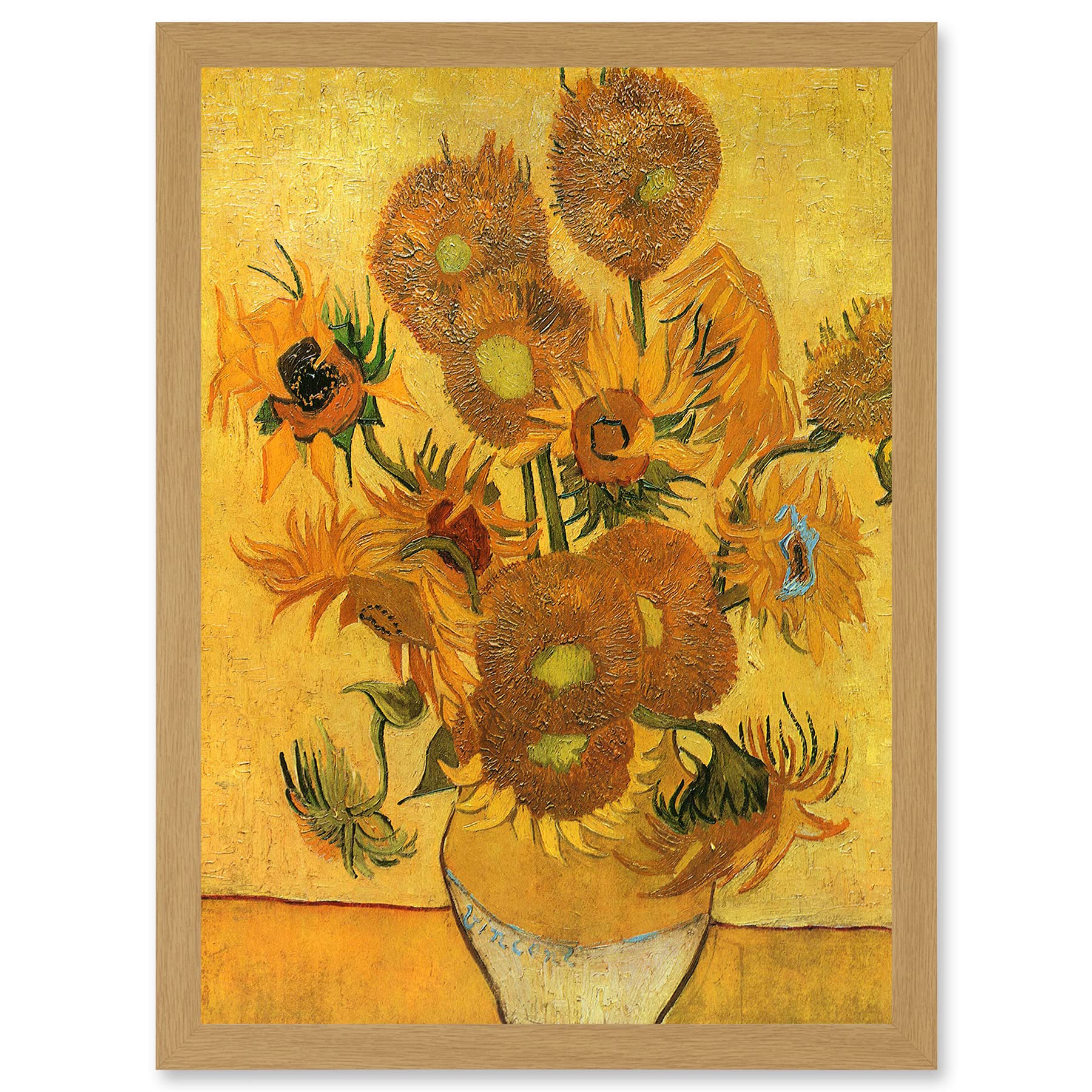 Artery8 Painting Van Gogh Still Life Vase Fifteen Sunflowers A4 Artwork Framed Wall Art Print