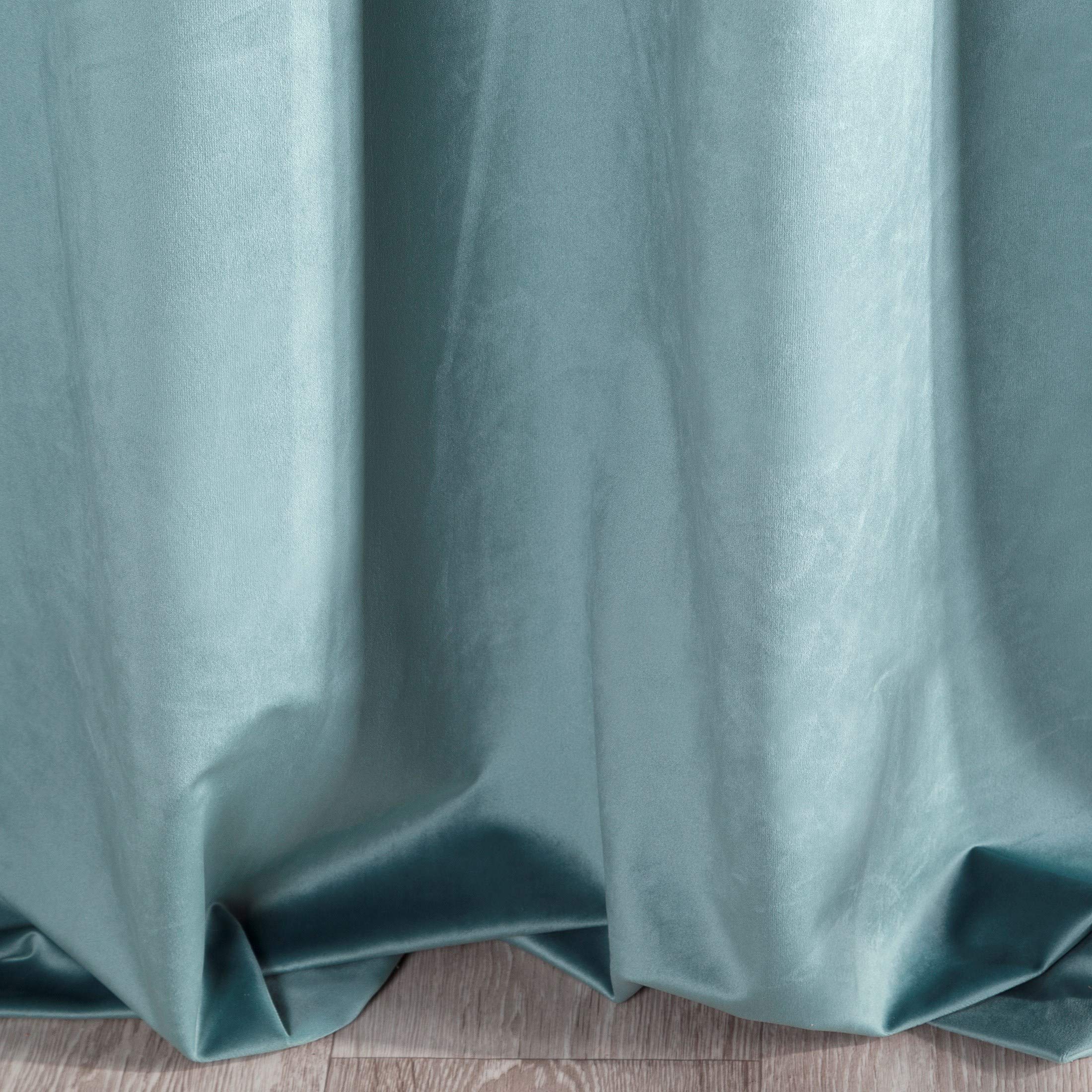 Eurofirany Ria Cortina Opaca Terciopelo con Ojales - 1 Unidad, Panel, Suave, Clásico, Elegante, Salón, Dormitorio, Gruesa 290 g/m², 140x250 cm, Azul Marino