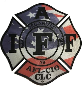 The 4" IAFF Union Patriot Flag Reflective Vinyl Firefighter Us Made Window Decal