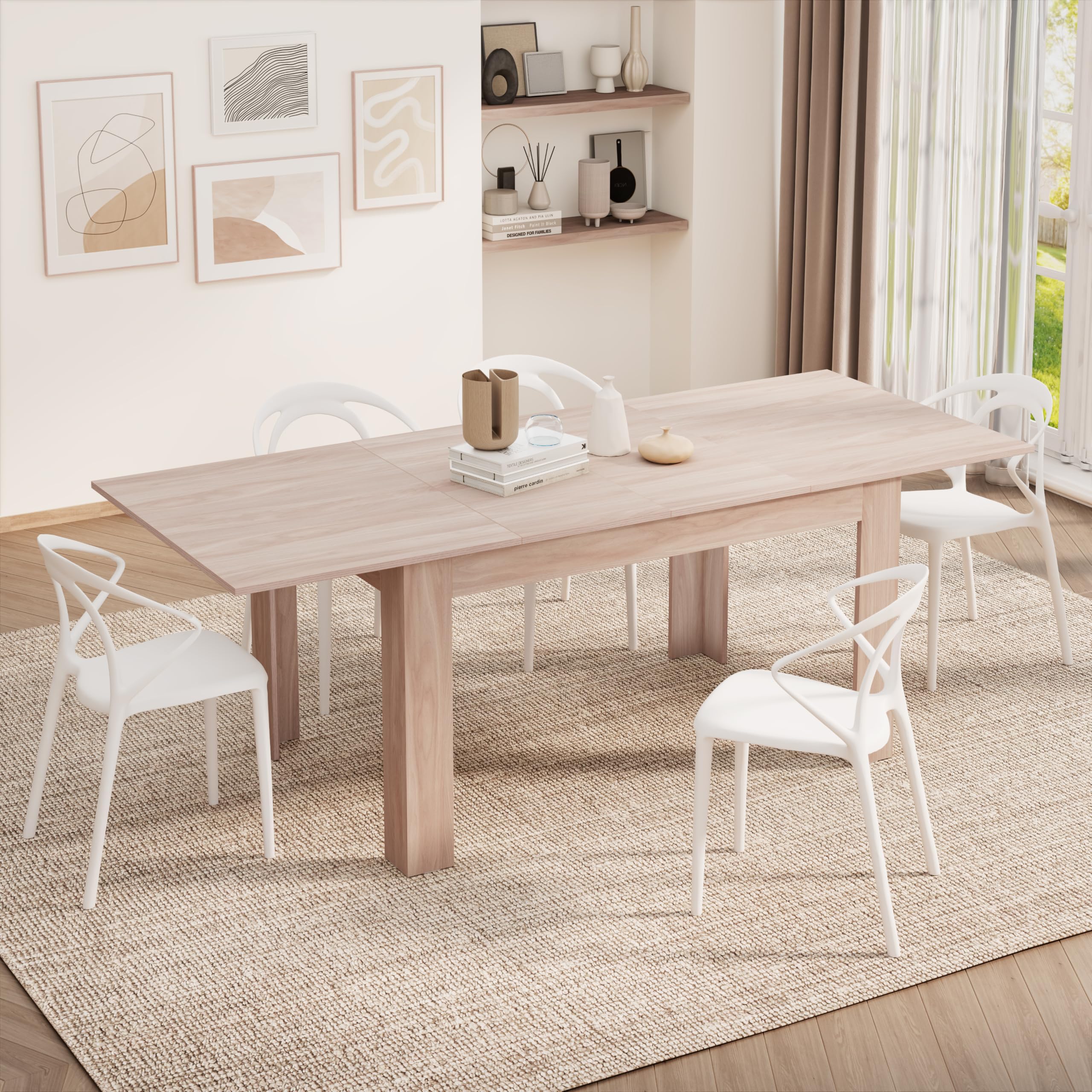 テーブル・チェア・ハンモック omamezerofive long board Table Amazon.com - Mobili Fiver, Easy, Extendable Dining Table, 55.1