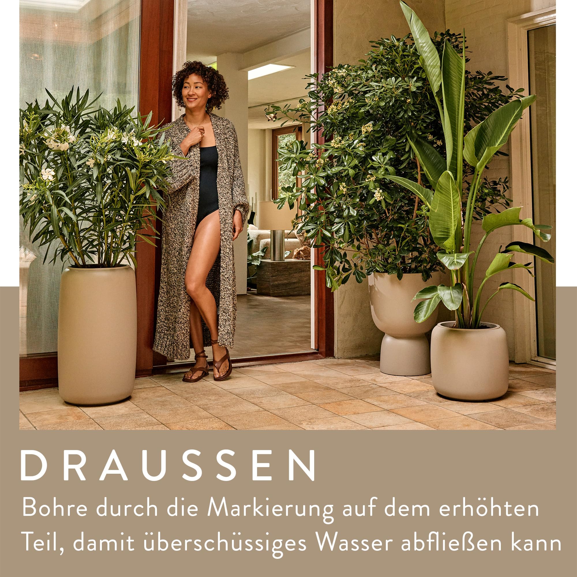 elho Amber Coupe 35cm Blumentopf - Balanced Beige | ∅ 34.9 x H 49 cm | für den Innen- und Außenbereich | 100% recyceltes Plastik