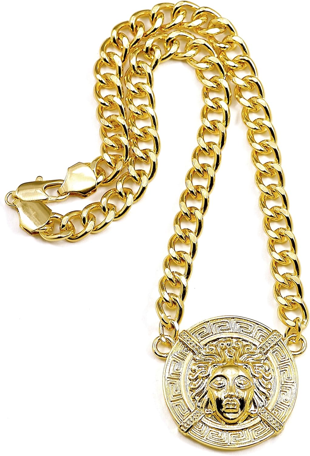 GWOOD Egyptian Gold Color Pendant with 19 Inch Long 10mm Wide Cuban Necklace