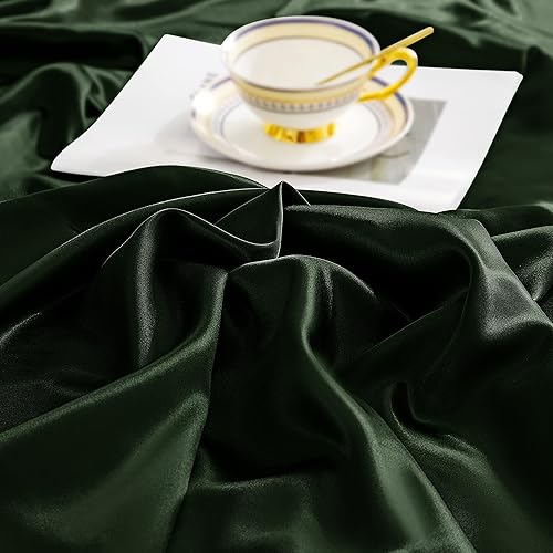 Miniatura 3 de Juego de sábanas de satén de 4 piezas tamaño matrimonial, de satén sedoso con 1 sábana bajera, 1 sábana encimera y 2 fundas de almohada, sábanas