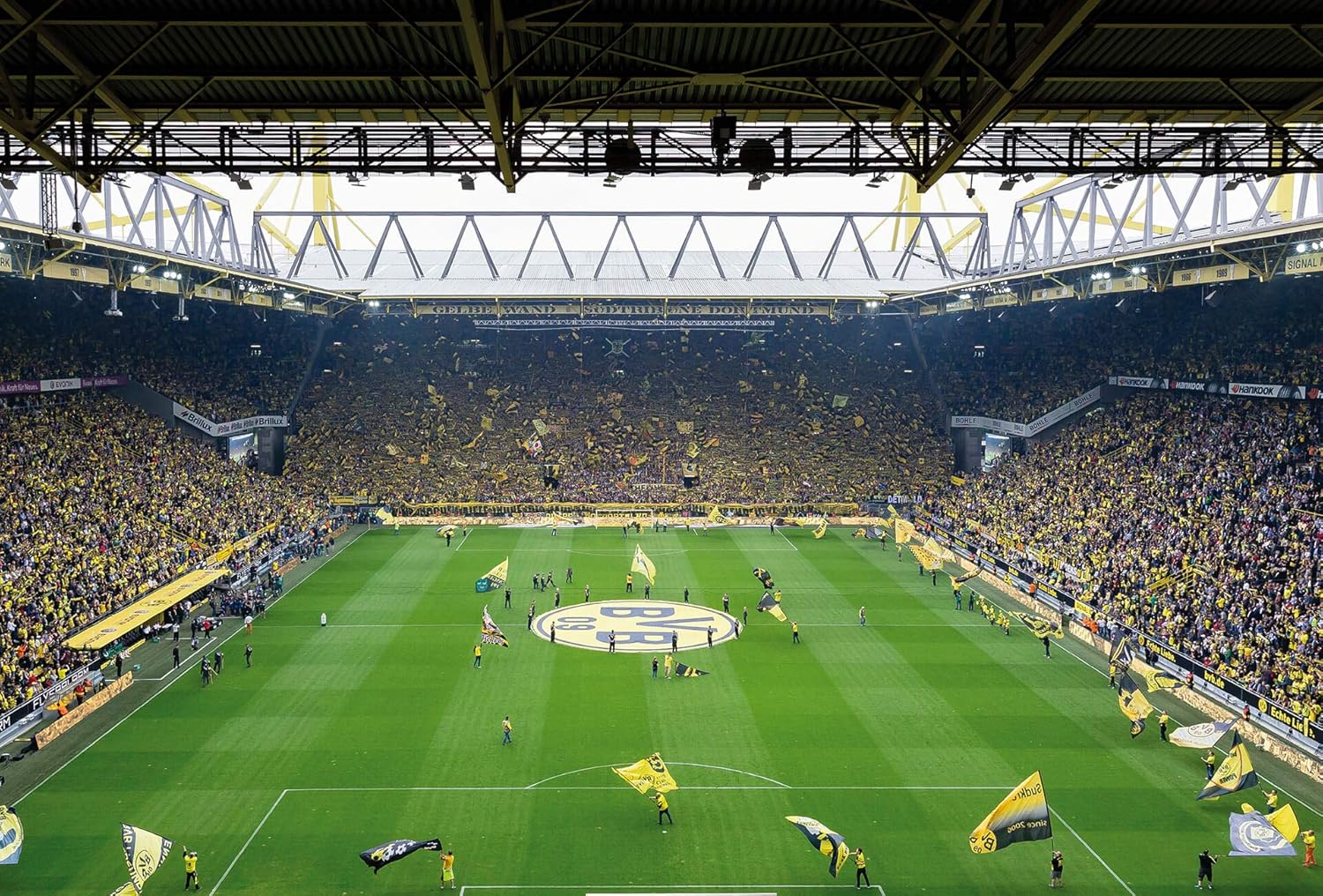 A.S. Création Photo Wallpaper Black Yellow Green - BVB Choreo Football Stadium Club Wall Decoration - Non-Woven Wallpaper 3.84 x 2.60 m Wallpaper Living Room Bedroom