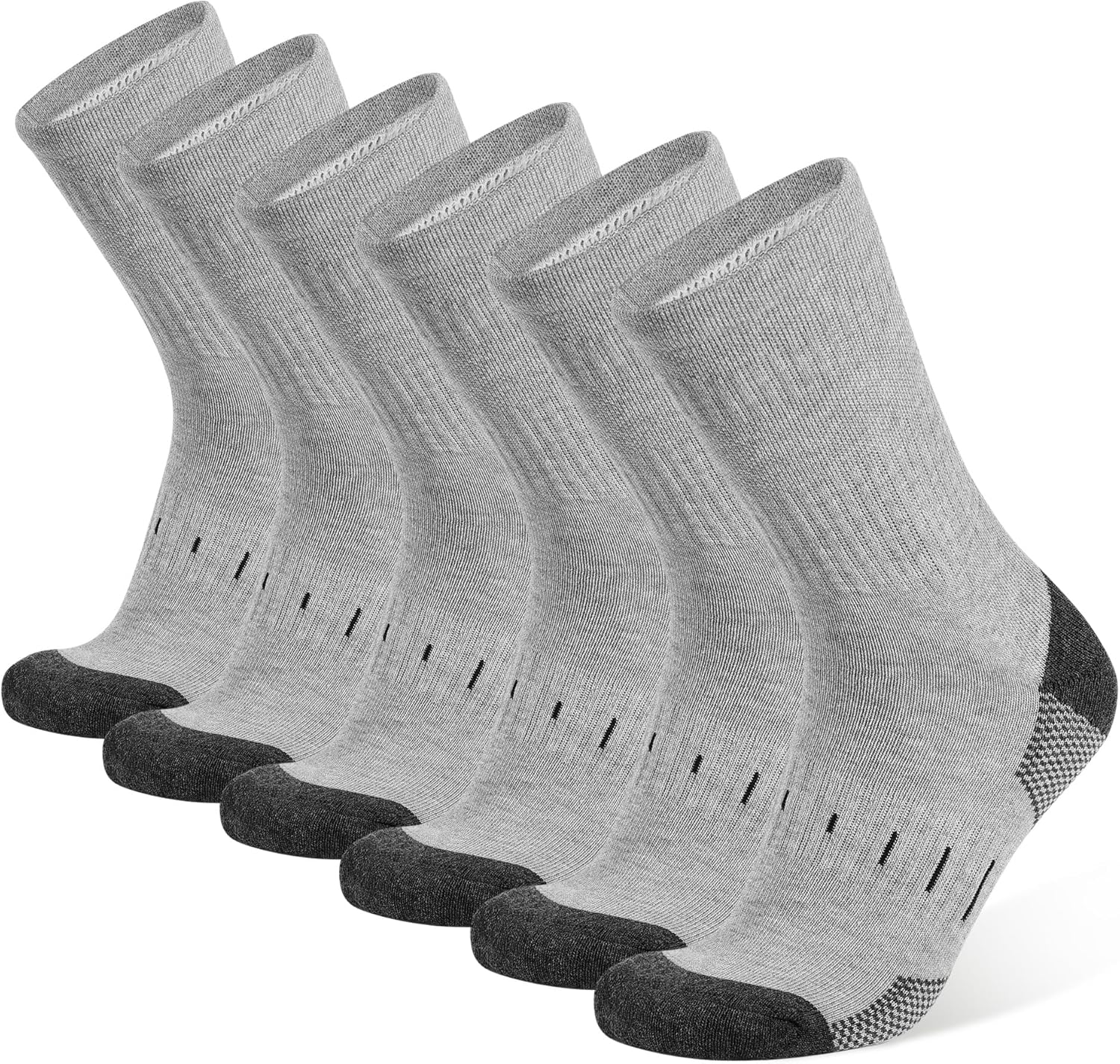 Men's Cotton Moisture Wicking Heavy Cushion Crew Work Socks,6-12, 6Pairs
