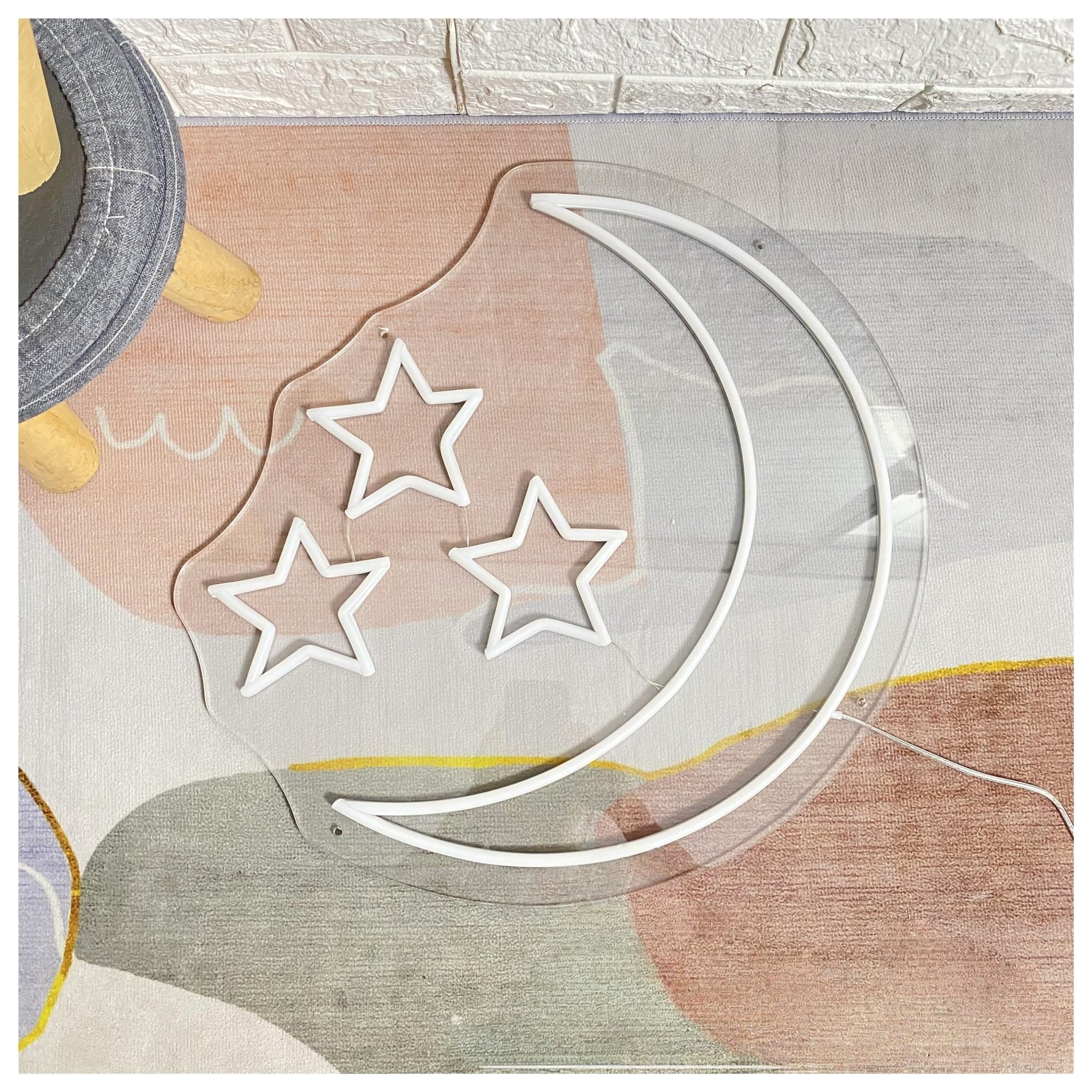Décor Mural Lumière Décoration Murale Néon Étoiles Et Lune Pour Salle De Jeux, Chambre, Bar, Salon, Fête D'anniversaire 45cm
