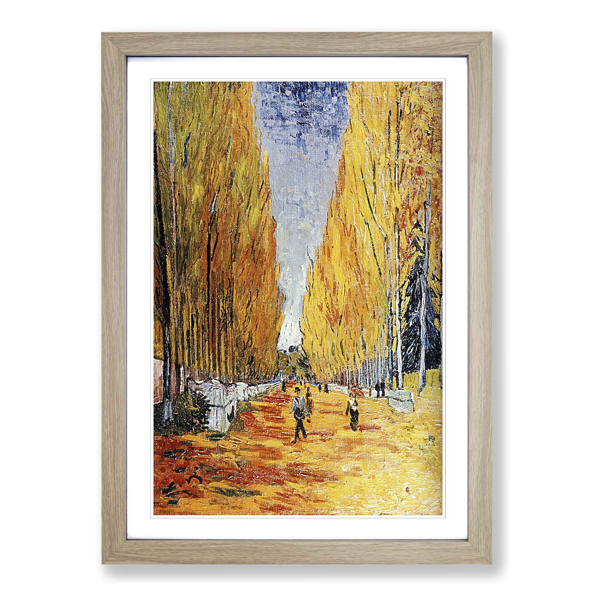 Big Box Art Vincent Van Gogh Tree Lined Path Framed Wall Art Picture Print Ready to Hang, Oak A2 (62 x 45 cm)