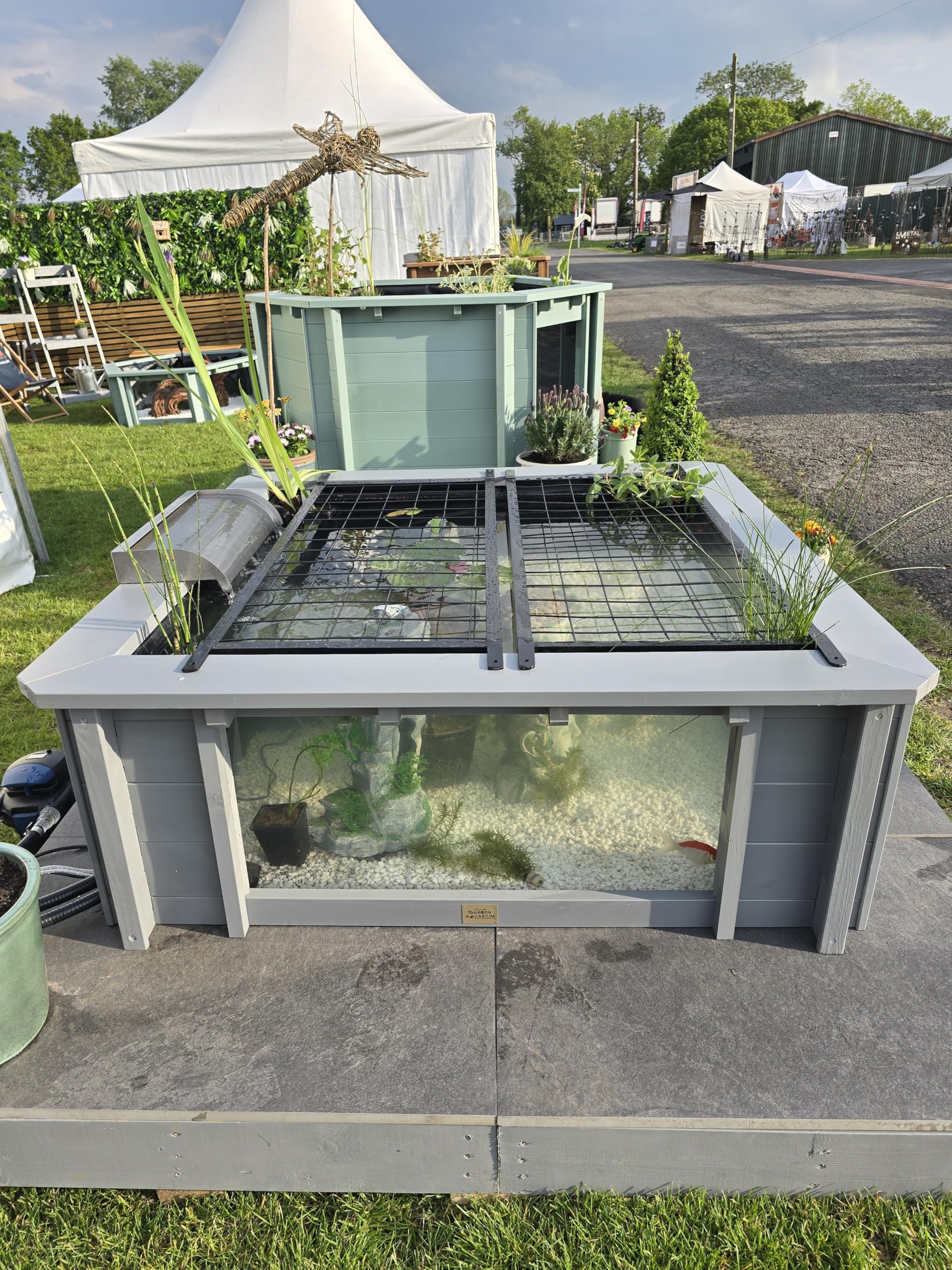 Clear View Garden Aquarium Lotus Bassin de jardin carré surélevé avec fenêtres