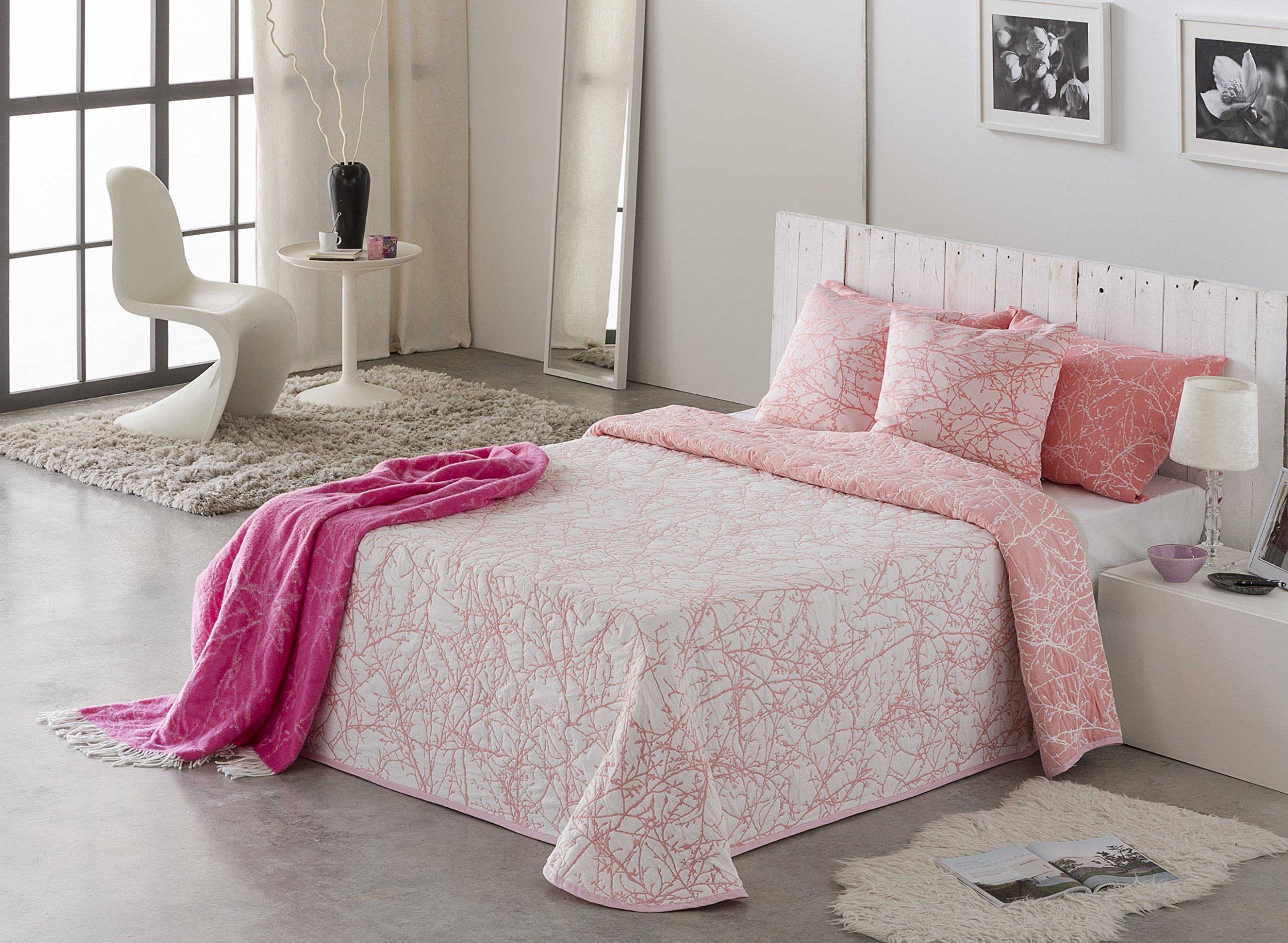VIALMAN Colcha Bouti Ligera Sofia 18 para Cama Individual de 90 cm | Tamaño Colcha 180 x 270 cm, Color Rosa