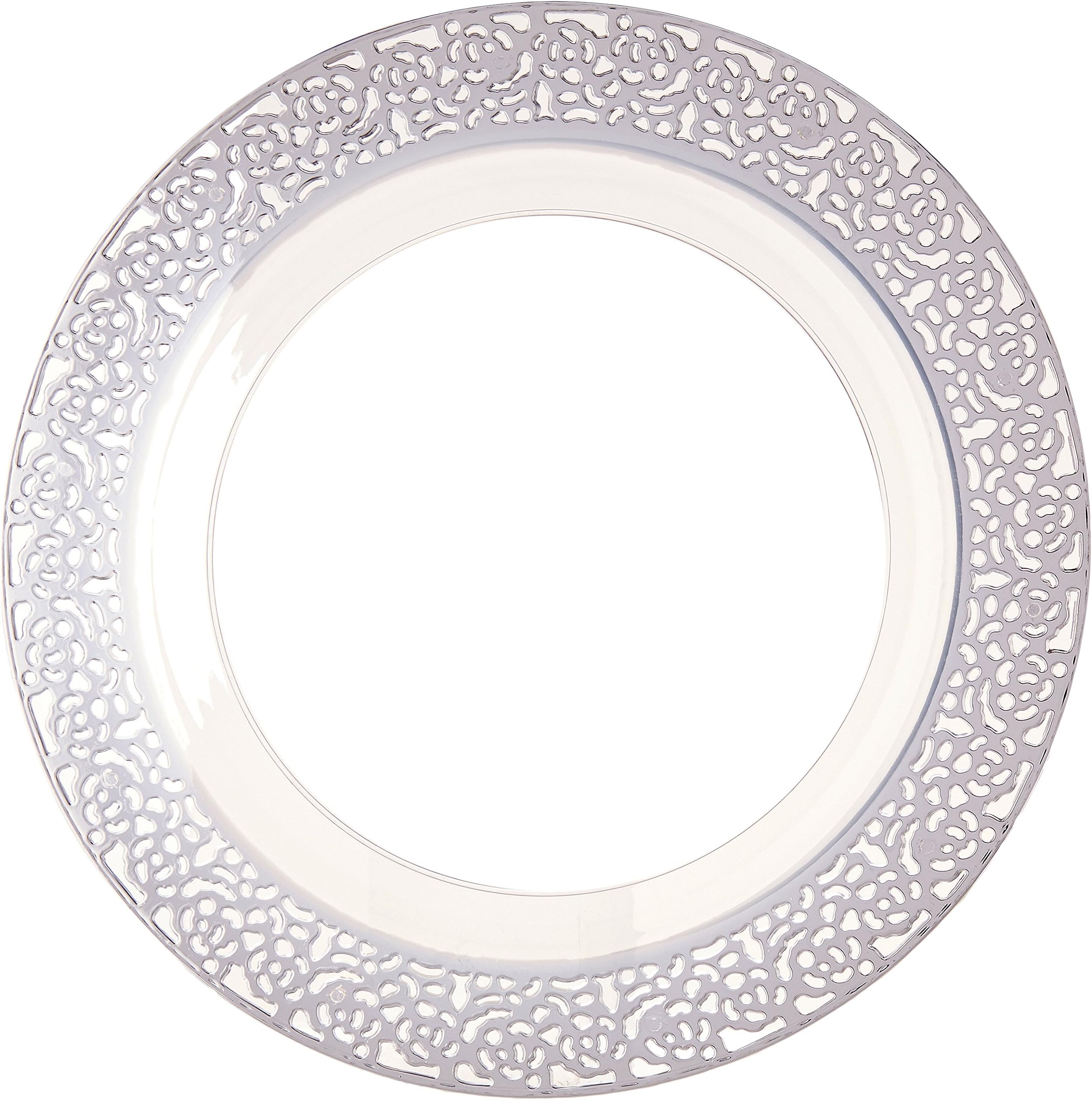 buyNsave Clear and Silver Plates-10.25" | Inspiration Collection | Pack of 10 Dinner, 10.25", 10.25 INCH PLATE