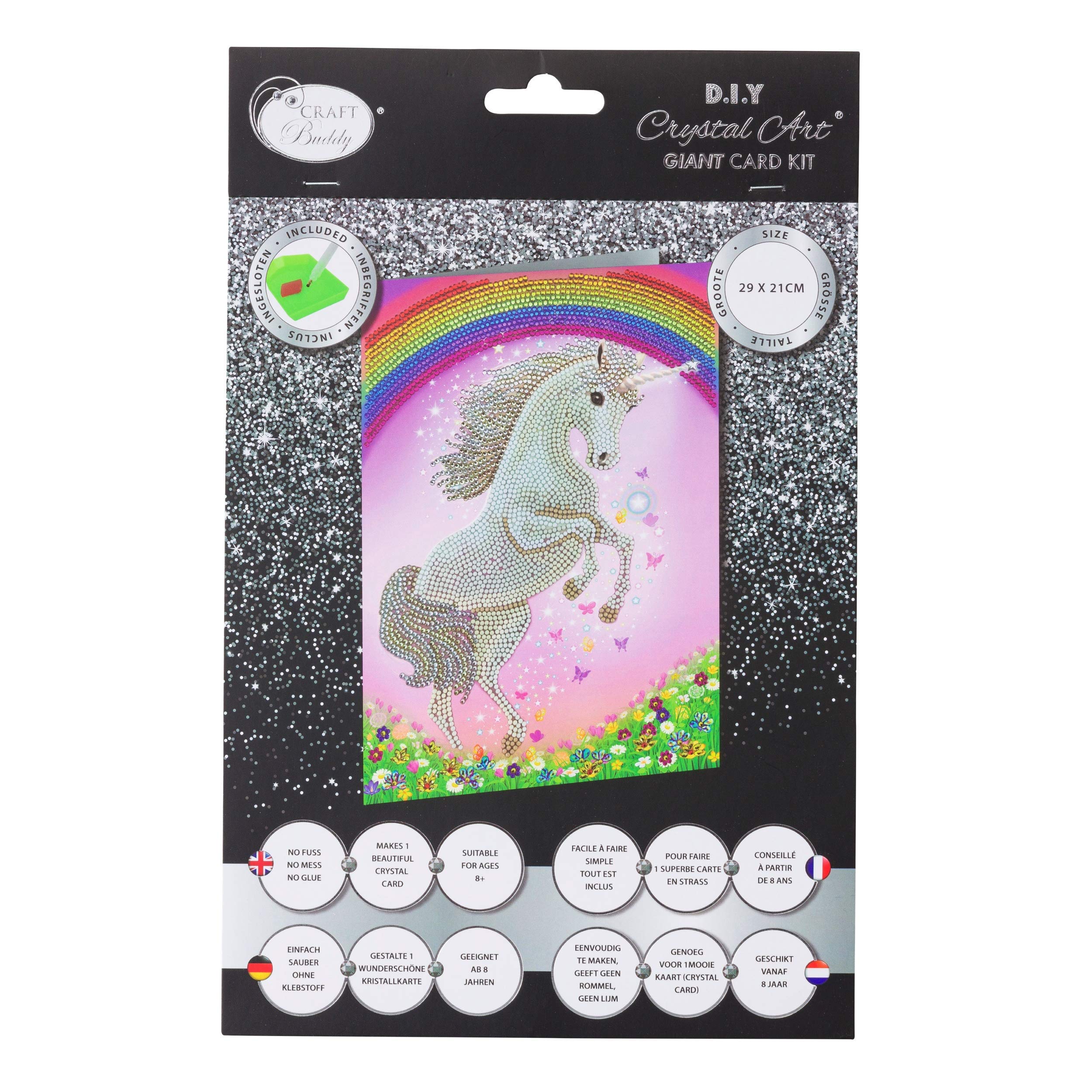 Craft Buddy Diamant Malen Set - Riesige Einhorn Regenbogen Karte 29x21 Cm Zum Selbermachen