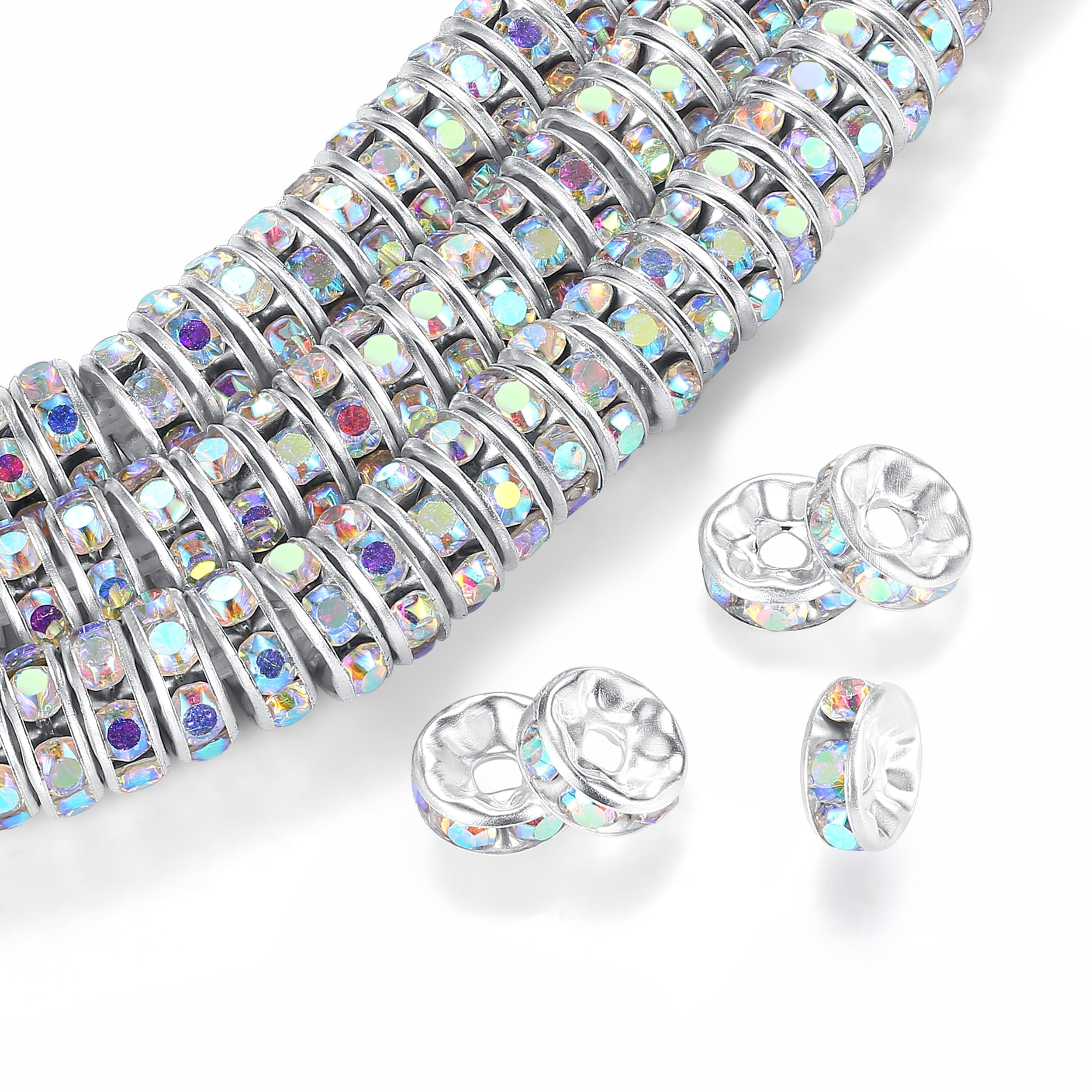GUJOXILA 6mm AB Colour Spacer Beads for Bracelet Jewelry Making Crafting