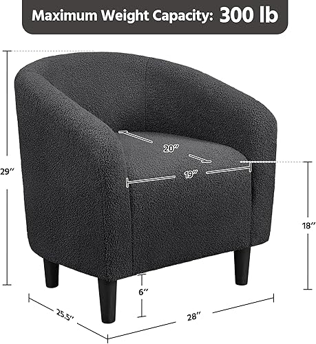 Miniatura 3 de Topeakmart Silla de barril, silla de acento de sherpa suave, silla auxiliar de club, estilo moderno, asiento profundo, sillón de barril para sala de