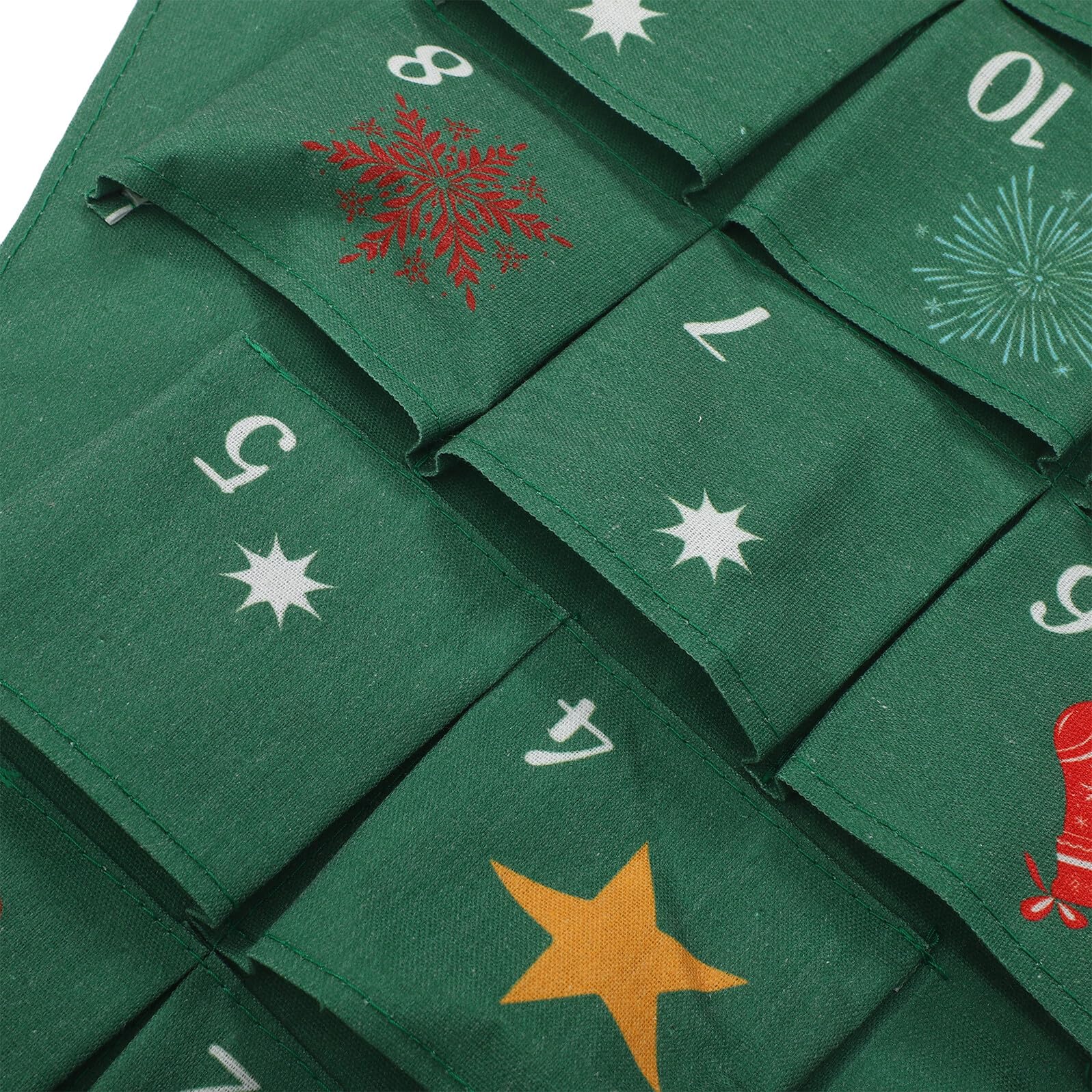 Adventskalender mit Weihnachtsbaum Motiv aus Baumwolle 24 Fächer Wand und Türbehang Interaktiver Countdown für Platzsparende Weihnachtsdeko