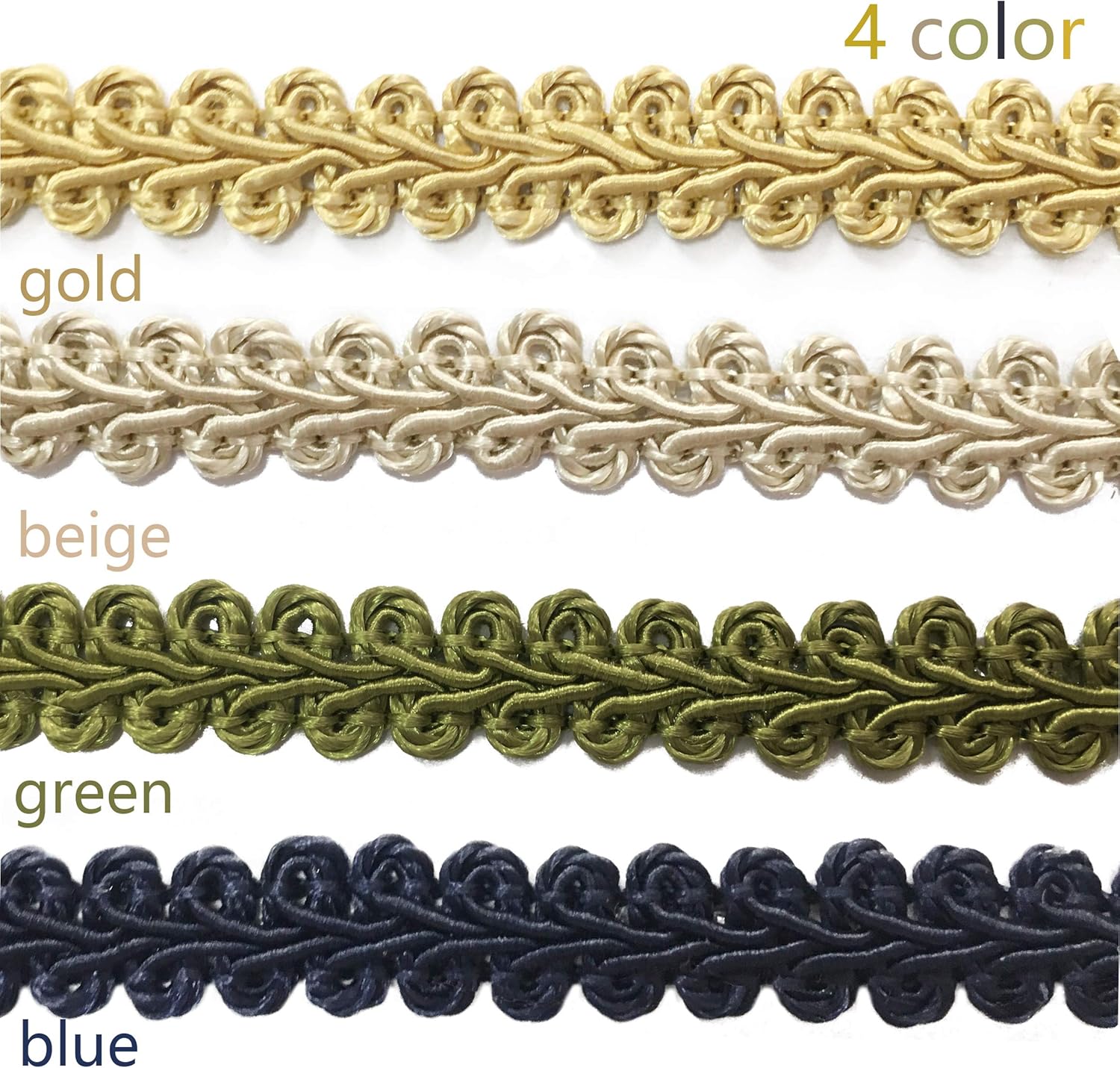 BEL AVENIR Braid Trim 1/2 inch 13.6 Yards French Gimp Basic Sewing Polyester DIY Crafts Costume Home Decorative (Blue)