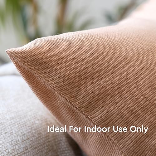 Vista 233 de Encasa Homes - Juego de 2 fundas de almohada, 18 x 18 pulgadas, lona de algodón teñidas, cuadradas, decorativas, para sofá, silla, cama y hogar, Azul