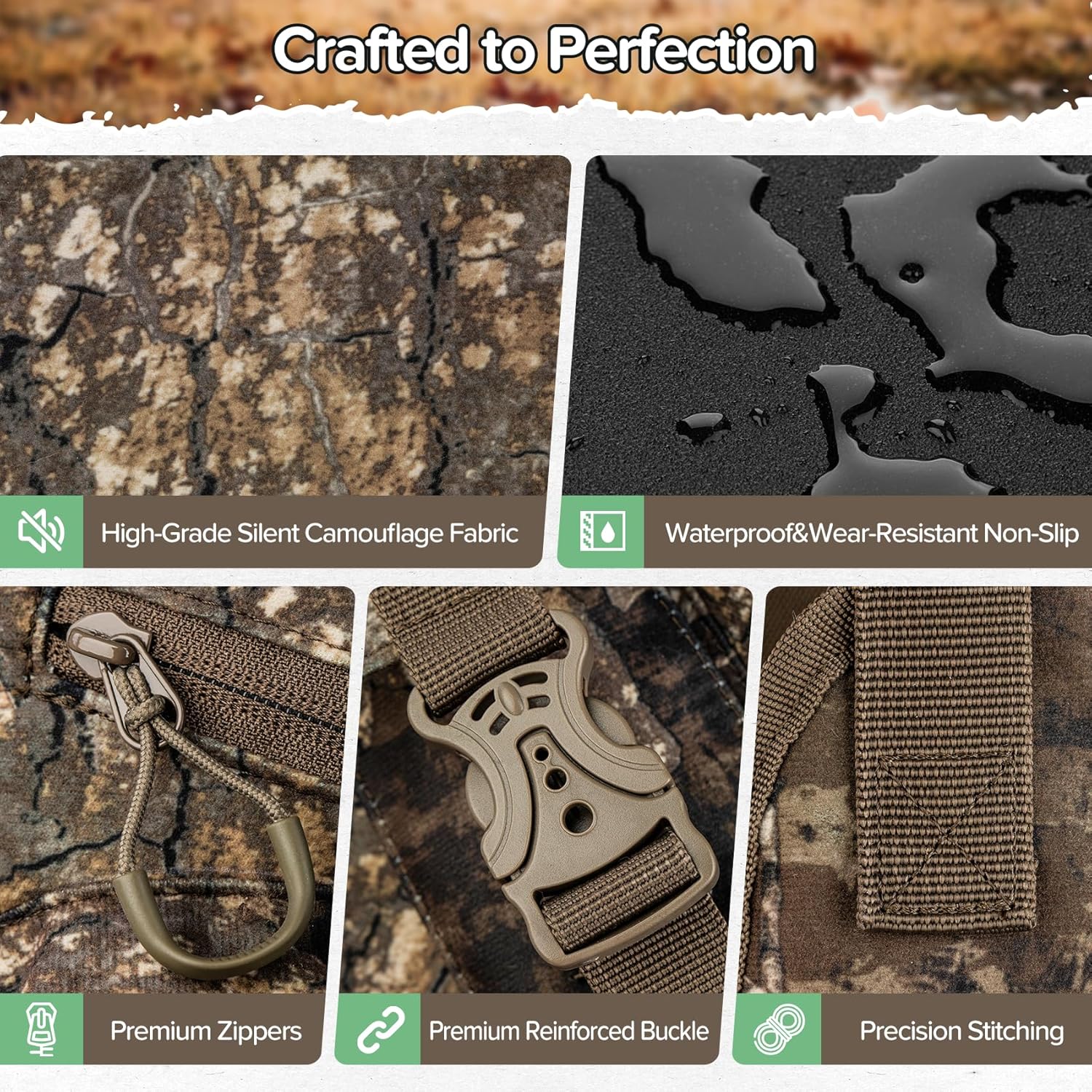 BLISSWILL Turkey Hunting Vest backpack with Seat,Adjustable Camo Vest with Game Pouch for Men Women,Upland Bird Hunting Gear Gift(Rock Bark)