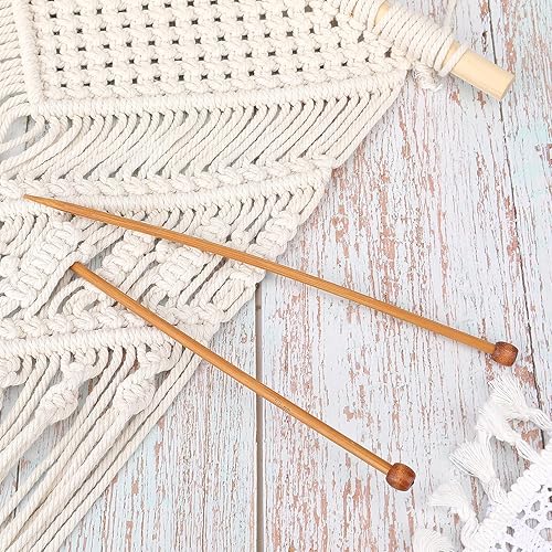 Miniatura 10 de Aguja de tejer de bambú de 0.394 in recta, de un solo punto, agujas de tejer de madera de 10 pulgadas de largo, para suéter de madera, agujas de