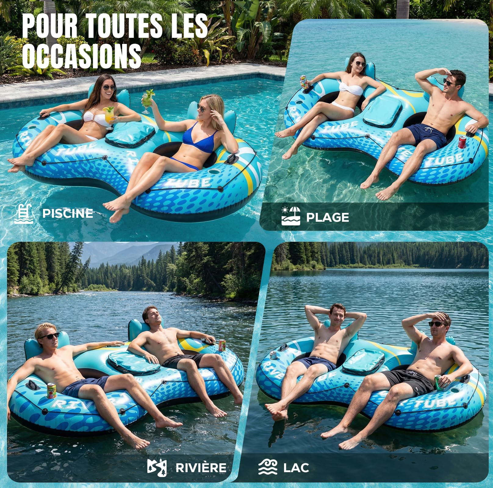 SOLAVERO Set de 2 Flotadores Piscina Adultos, 119 x 86 cm Sillon Hinchable, Silla Flotante con Portavasos & Asa, Asiento Agua de Verano para Relajarse, Leer y Fiesta en la Piscina (Hojas SOLAVERO Set de 2 Flotadores Piscina Adultos, 119 x 86 cm Sillon Hinchable, Silla Flotante con Portavasos & Asa, Asiento Agua de Verano para Relajarse, Leer y Fiesta en la Piscina (Hojas