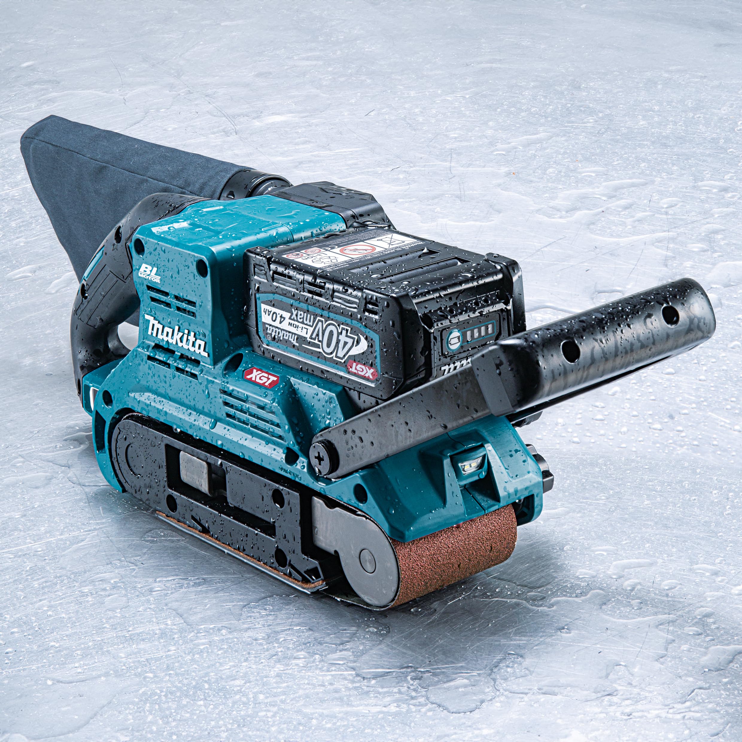 Makita BS001GZ - Smerigliatrice a nastro, 40 V max, larghezza di banda 76 mm, senza batteria e caricatore