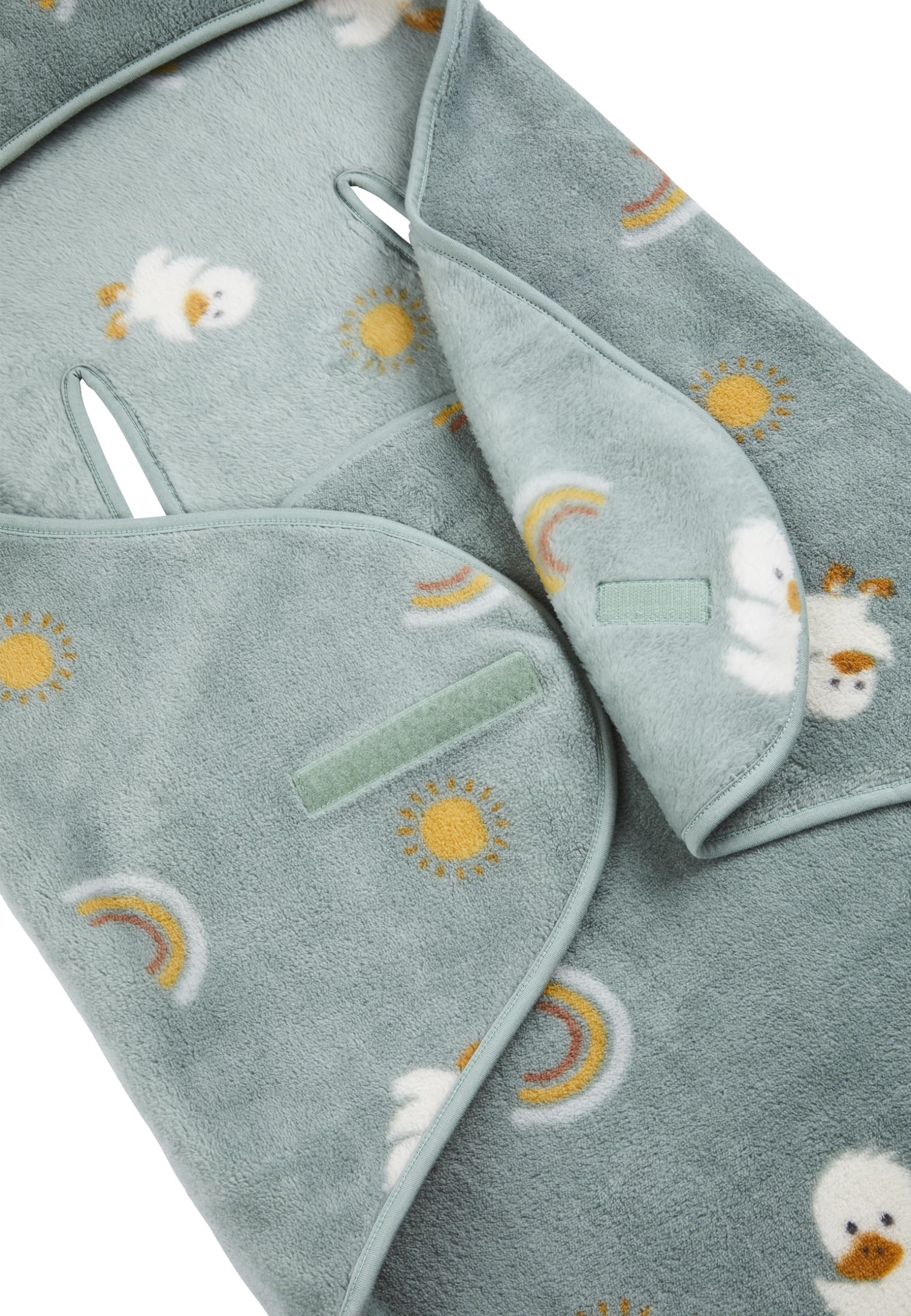 Sterntaler Einschlagdecke personalisiert Ente Edda Lou Ente, mit Namen Bestickt, steingrün, 75 x 90 cm, mit Kapuze und Gurtschlitzen für Babyschale Autositz Kinderwagen