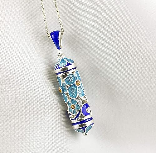 Miniatura 5 de 925 Sterling Silver Flower Earrings Freshwater Pearls Jewelry for Women Blue Enamel Long Earrings on Hook