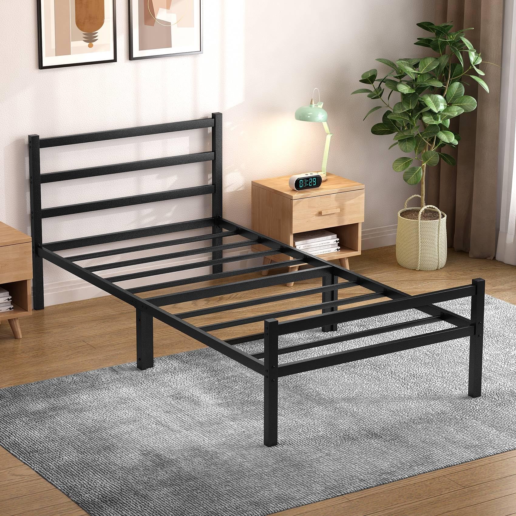 Home Treats Black Single Metal Bed Frame 3ft Single Bed Frame for