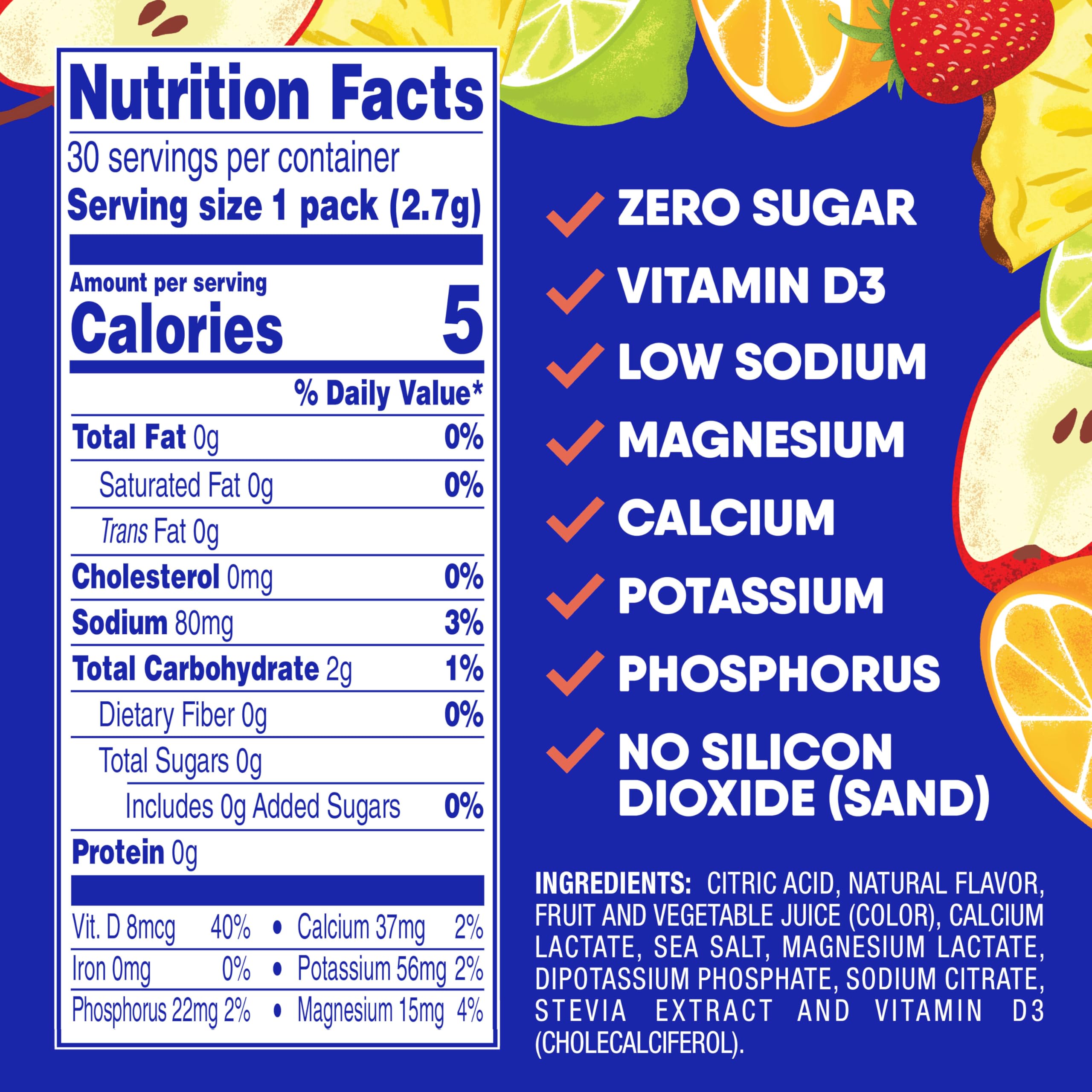 GoHydrate Instant Hydration Powder Packets - Low Sodium Electrolytes Drink Mix - Natural Hydration Support, Sugar Free Electrolyte Flavored Powder Drink with Vitamin D, 30 Packs, Fruit Punch — Amazon image 8