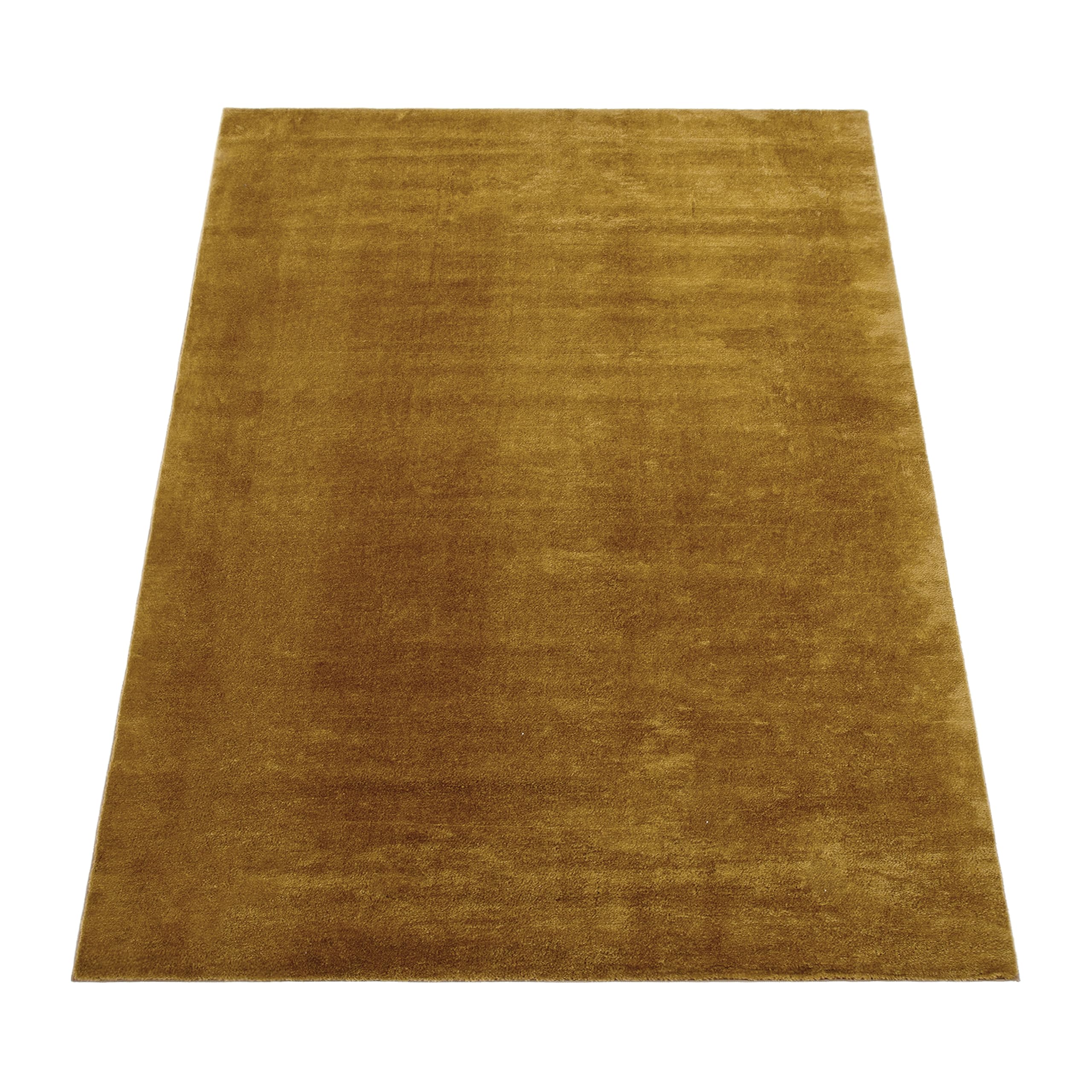 Paco Home Teppich Wohnzimmer Kurzflor Weich rutschfest Modern Einfarbiges Muster gelb Senfgelb, Grösse:200 cm Quadrat