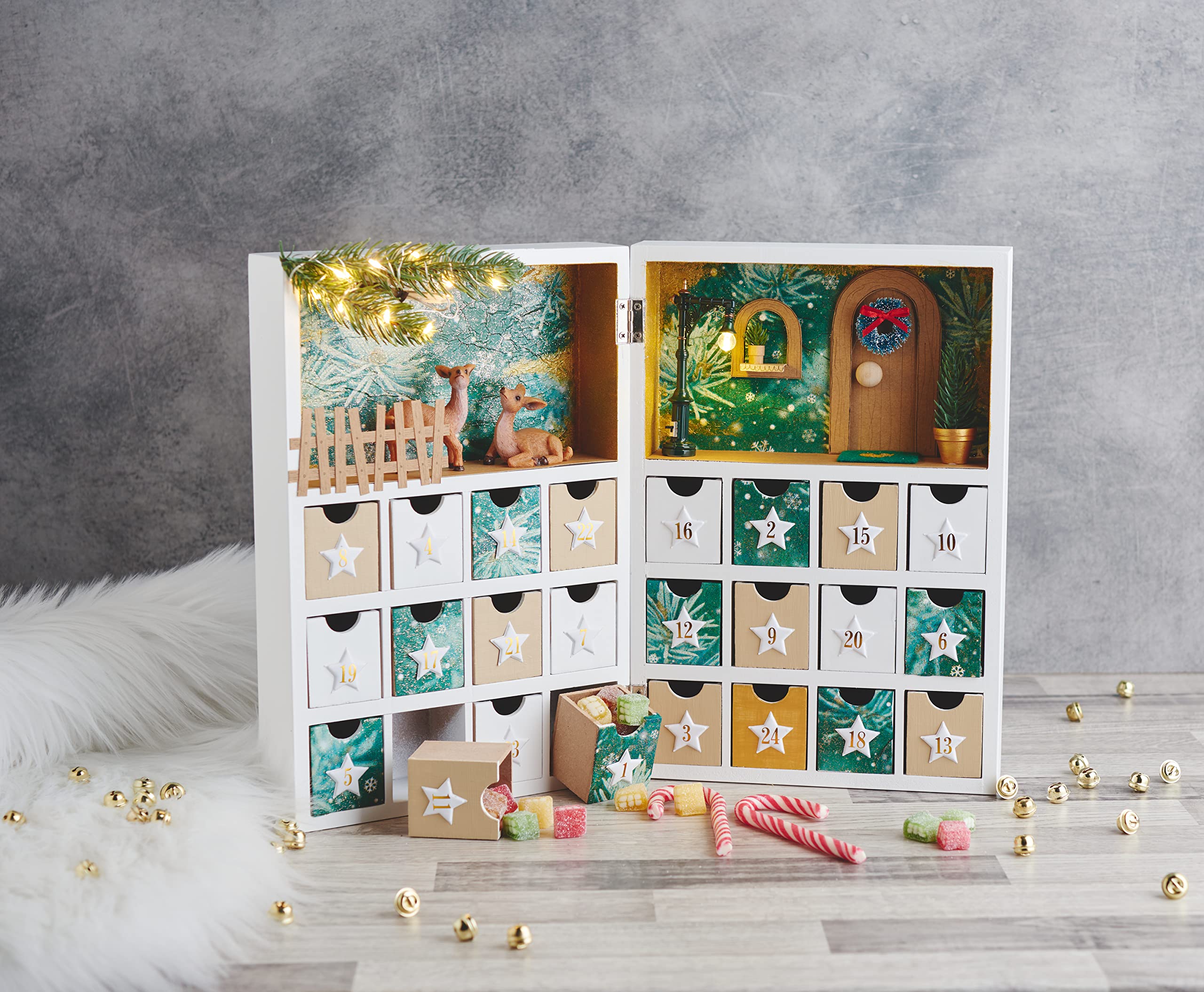 VBS Klappschränkchen/Adventskalender weiß Holz 30x21,5x9cm