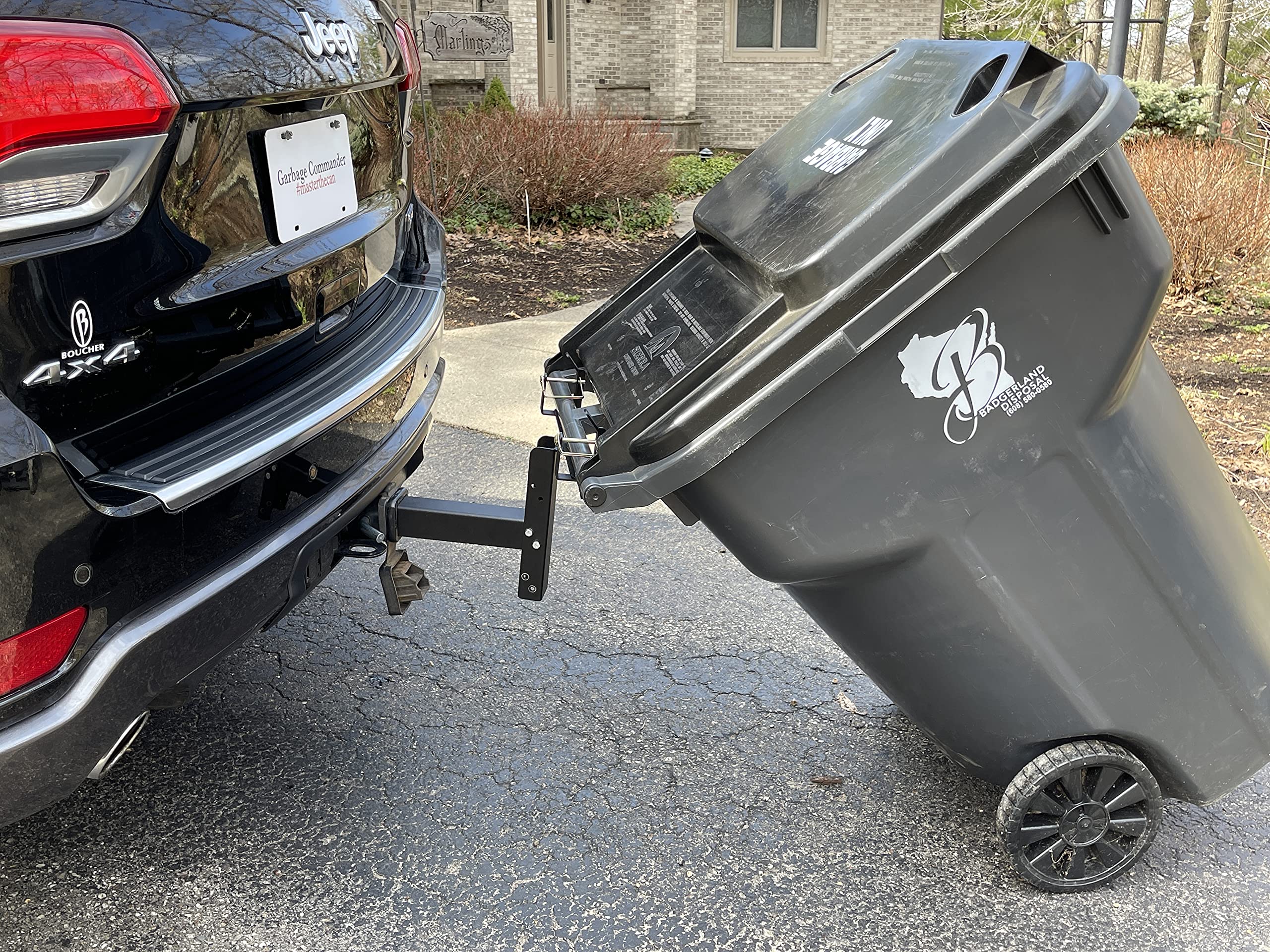 SingleCan Garbage Hauling Hitch, cans Cannot Come Loose. Garbage Hooks