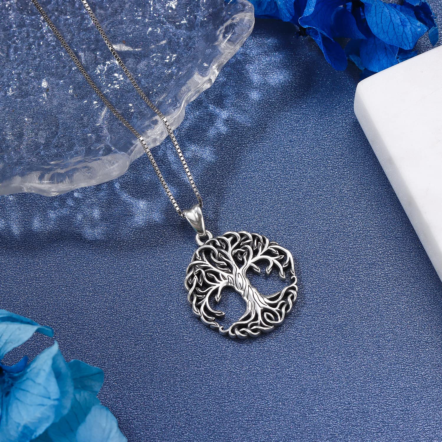 Collana Donna Albero della Vita in Argento Sterling 925 Albero della Vita Ciondolo Idee Regalo Gioielli Donna Originale per Mamma Moglie Fidanzata Figlia Sorella