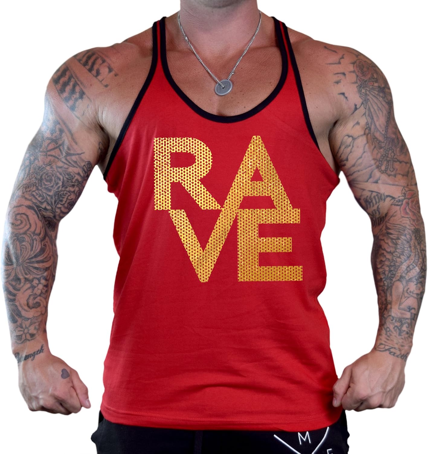 Men's Gold Foil Mesh Rave Red Stringer Tank Top at Amazon Men’s ...