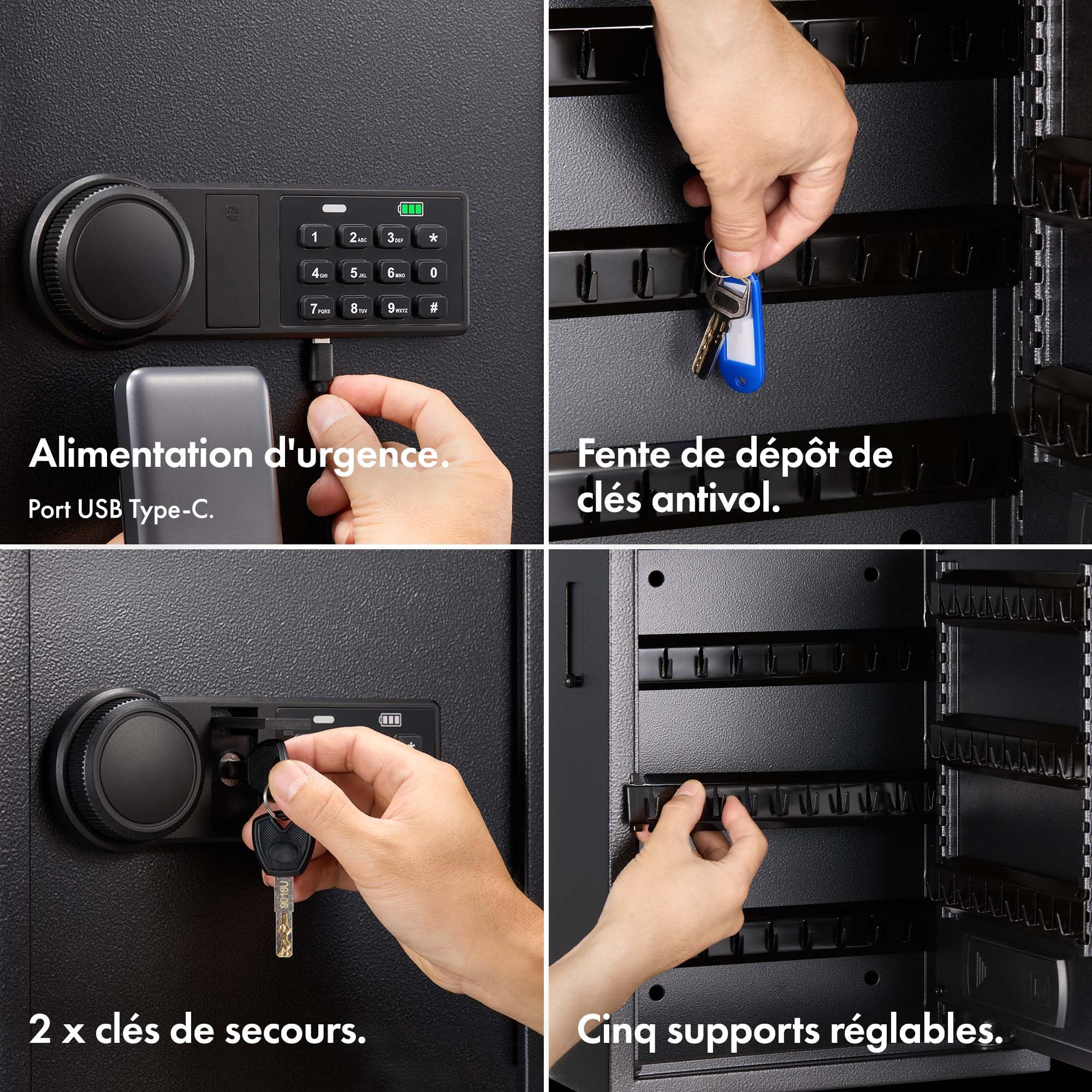 VonHaus Armoire à Clés avec Code - Jusqu'à 71 Clés | Coffre-fort Sécurisée, Coffre-fort Numérique avec Verrouillage à Solénoïde, Accès Sécurisé par Clavier, Indicateurs Lumineux