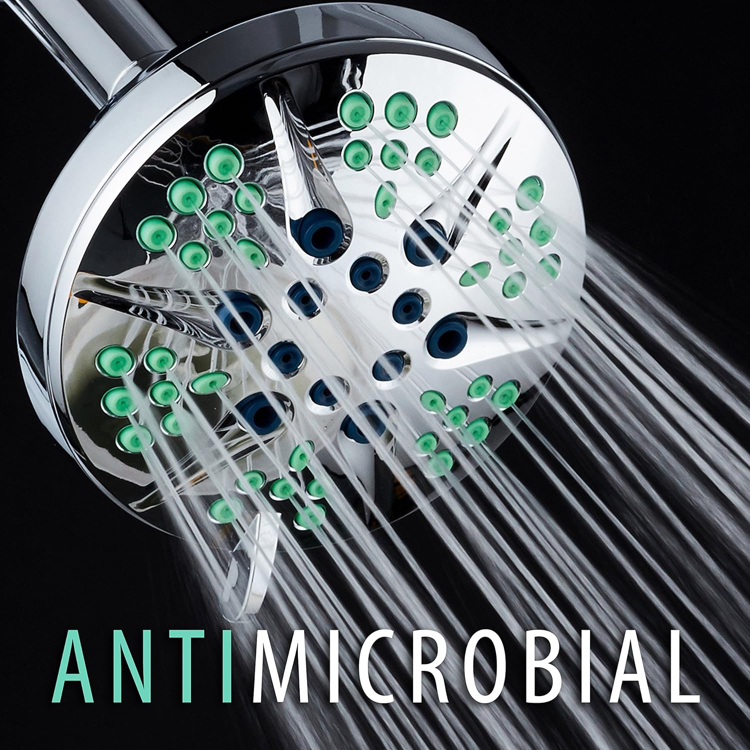 Hotel Spa Notilus Pure-Clean High-Pressure Giant 4.3" Luxury Shower Head- 6 settings, 2-zone Anti-Clog Nozzles, Angle-Adjustable Metal Ball Joint Connection/All-Chrome Finish