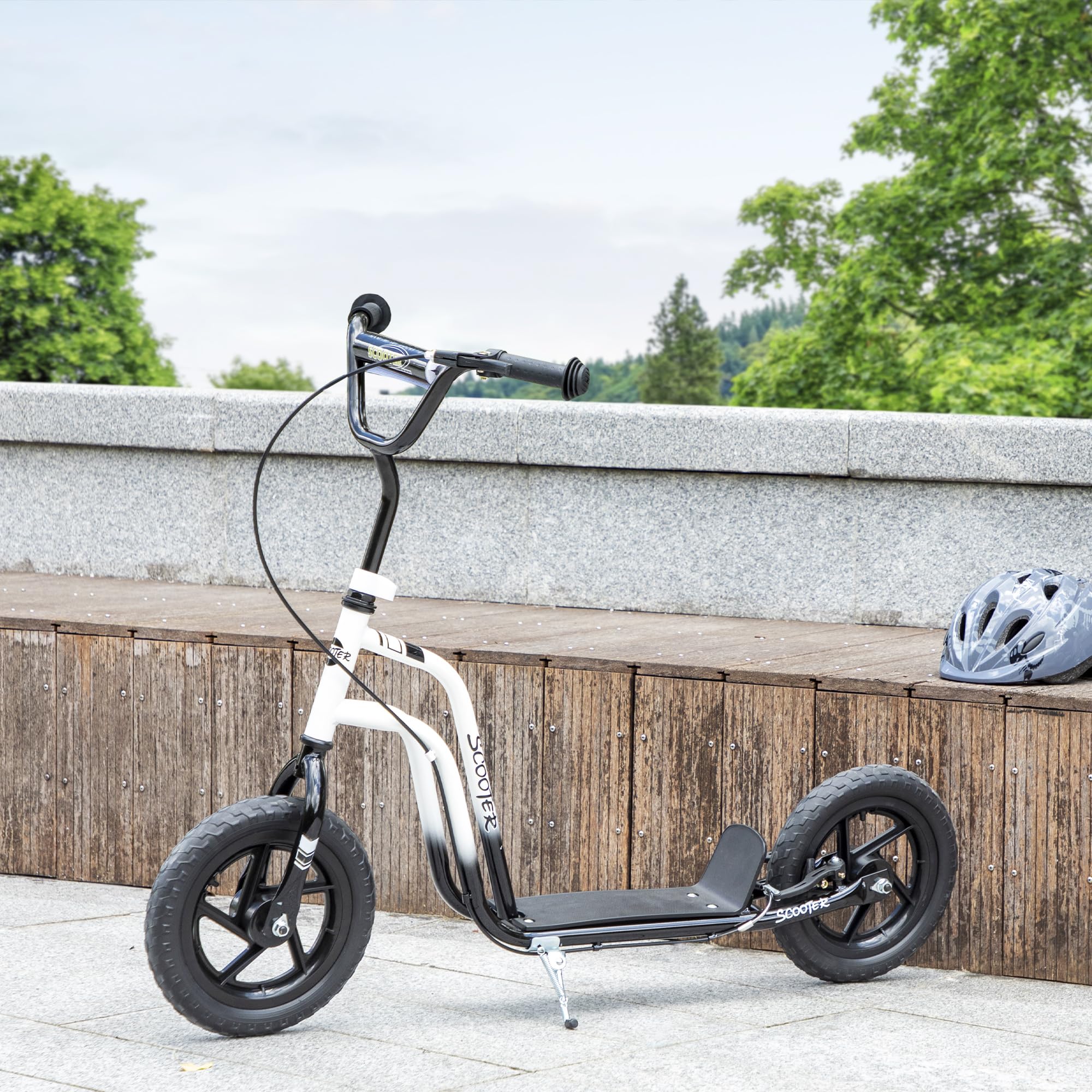 AIYAPLAY Kinderroller Scooter Tretroller Kickscooter mit verstellbarem Lenker, großen Rädern und Handbremse 12 Zoll Cityroller für 5-12 Jahren Jungen und Mädchen