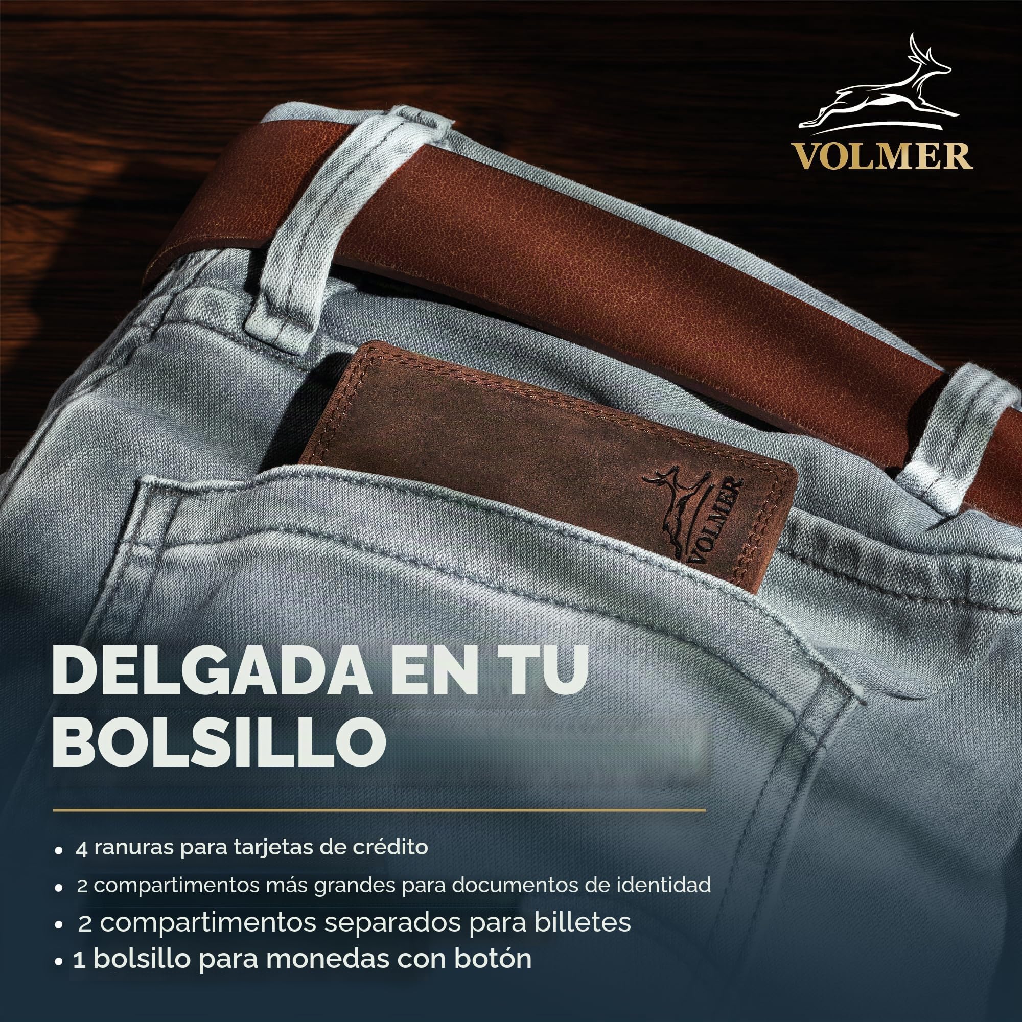Diverso Cartera De Cuero En Horizontal Hombres Mujeres Bloqueo RFID Fa.Volmer Serie #Easycomfort (Marron)