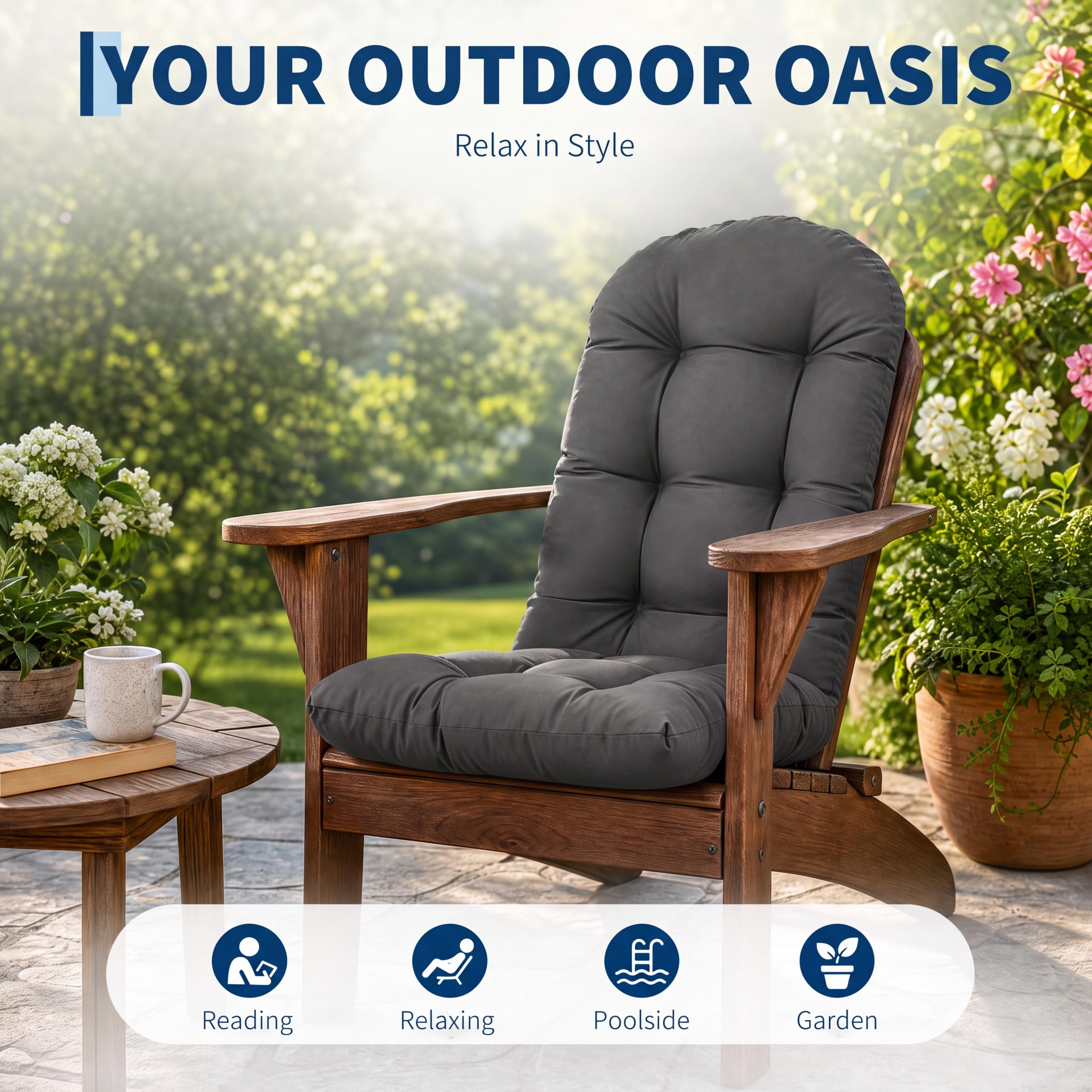 2er-Set Schaukelstuhl Auflage Polster Kissen 120x50 für Adirondack Chair