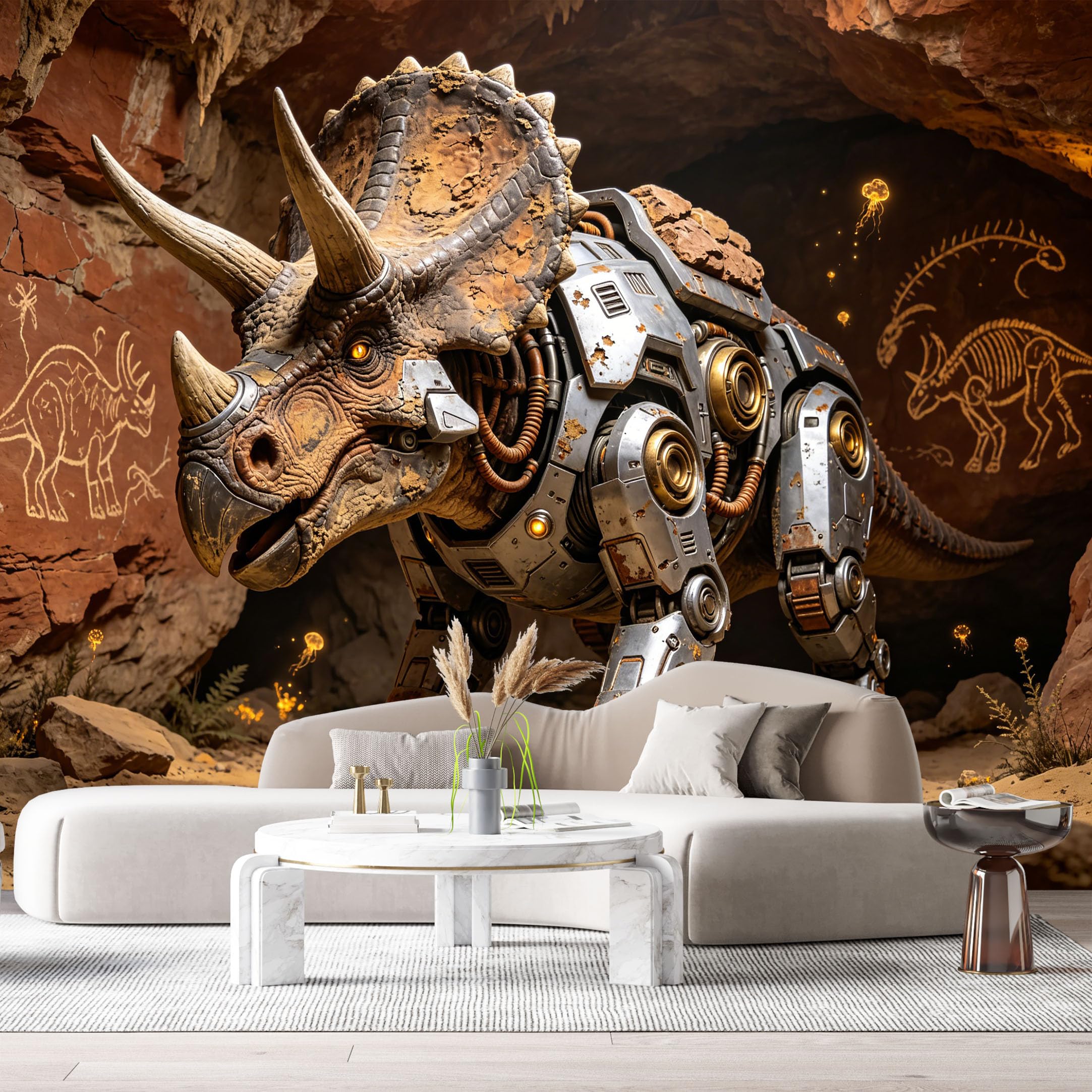 Custom Size Wall Mural Mechanical Mech Dinosaur Industrial SciFi Robot Futuristic Armor SelfAdhesive Art Prints Removable Large Wallpaper Esports Room Game Room Studio
