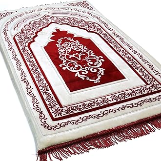 Modefa Foam Prayer Rug | Padded Cushion Janamaz Sajjada | One Inch Thick Soft Velvet Islamic Namaz Sajadah Carpet Luxury (Rich Red)