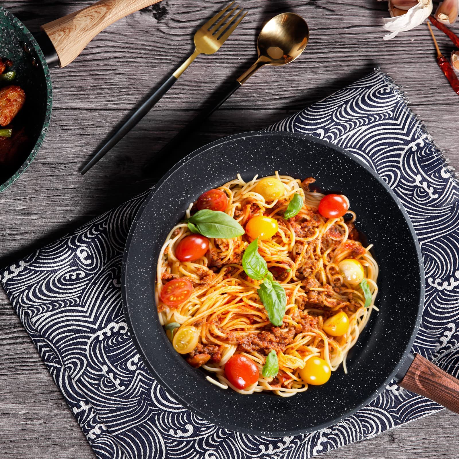 FAVIA 11 inch Aluminum Frying Pan Nonstick Skillets for Omelette Egg Pan with Ergonomic Handlefor All Stove NO PFOA/PFOS/PFAS Dishwasher Safe (28cm Frying Pan)